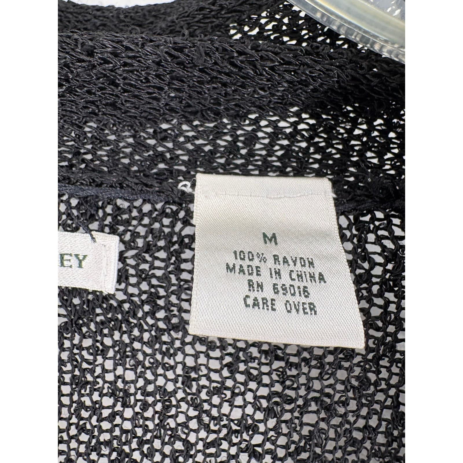 Laura Ashley Cardigan Womens M Sweater Black Open Front Longline Rayon Knit - Thumbnail 3