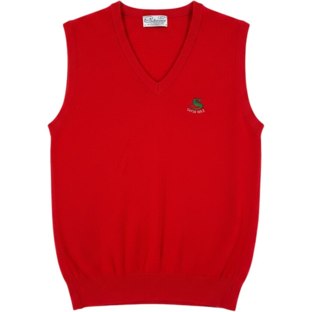 Pickering Sweater Vest Womens L Sweater Vest Red Gator Hole V-Neck Acrylic