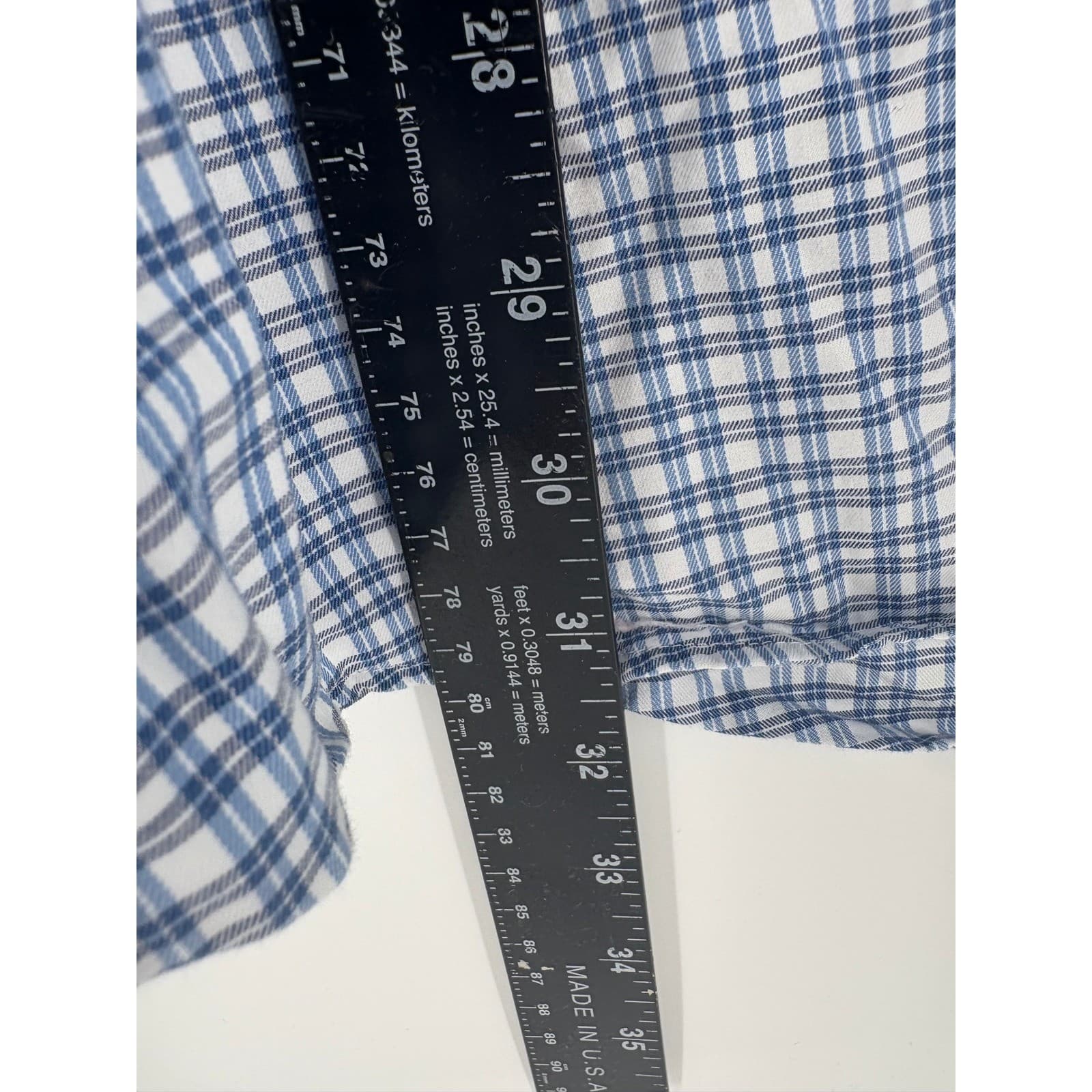 Peter Millar Mens XXL Blue White Plaid Button Down Long Sleeve Casual Shirt - Thumbnail 5