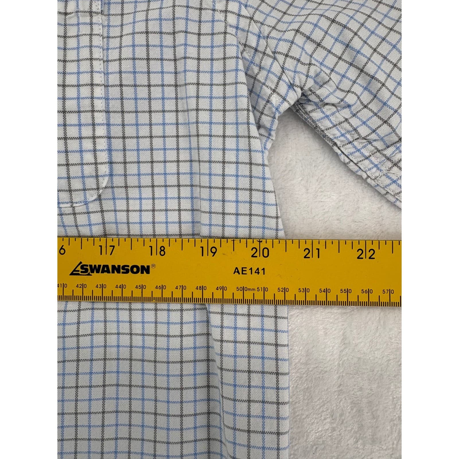 St. John's Bay Shirt Mens M Short Sleeve Blue Grey Grid Classic Fit Button Down - Thumbnail 3