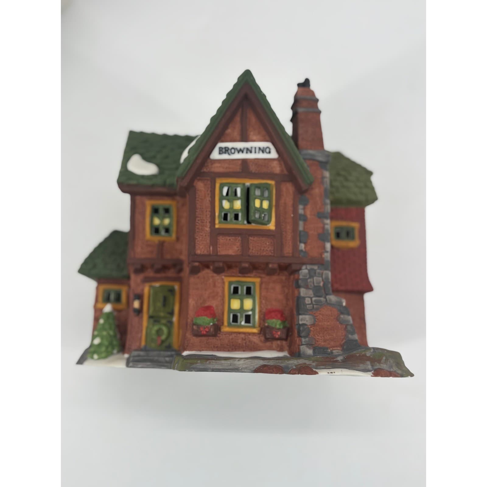 Department 56 Browning Cottage Dickens Village Series OS House Brown Green - Thumbnail 3