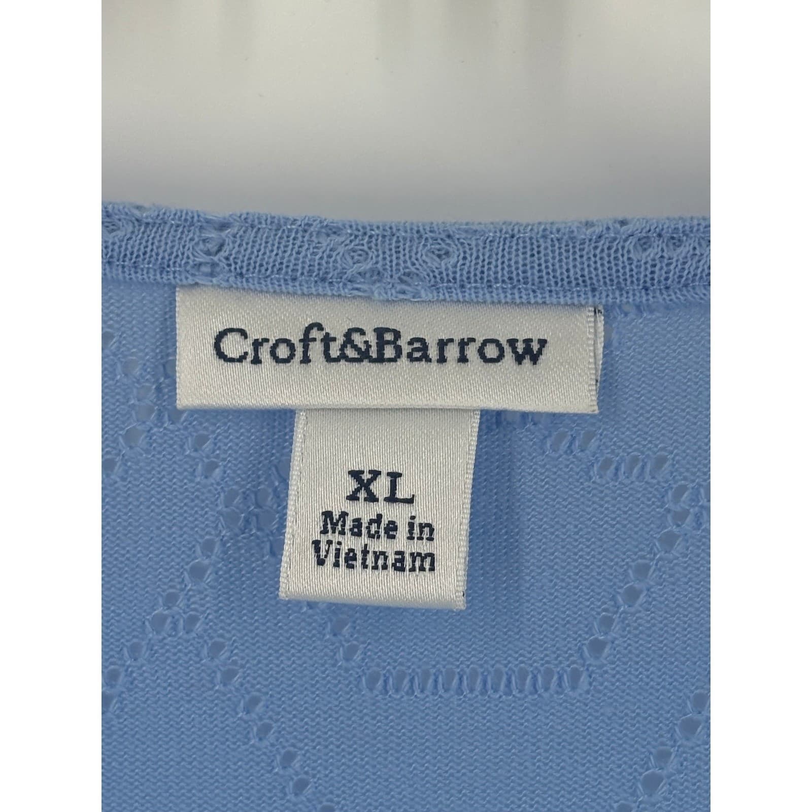 Croft & Barrow Cardigan Womens XL Sweater Blue Pointelle Open Front Knit - Thumbnail 2