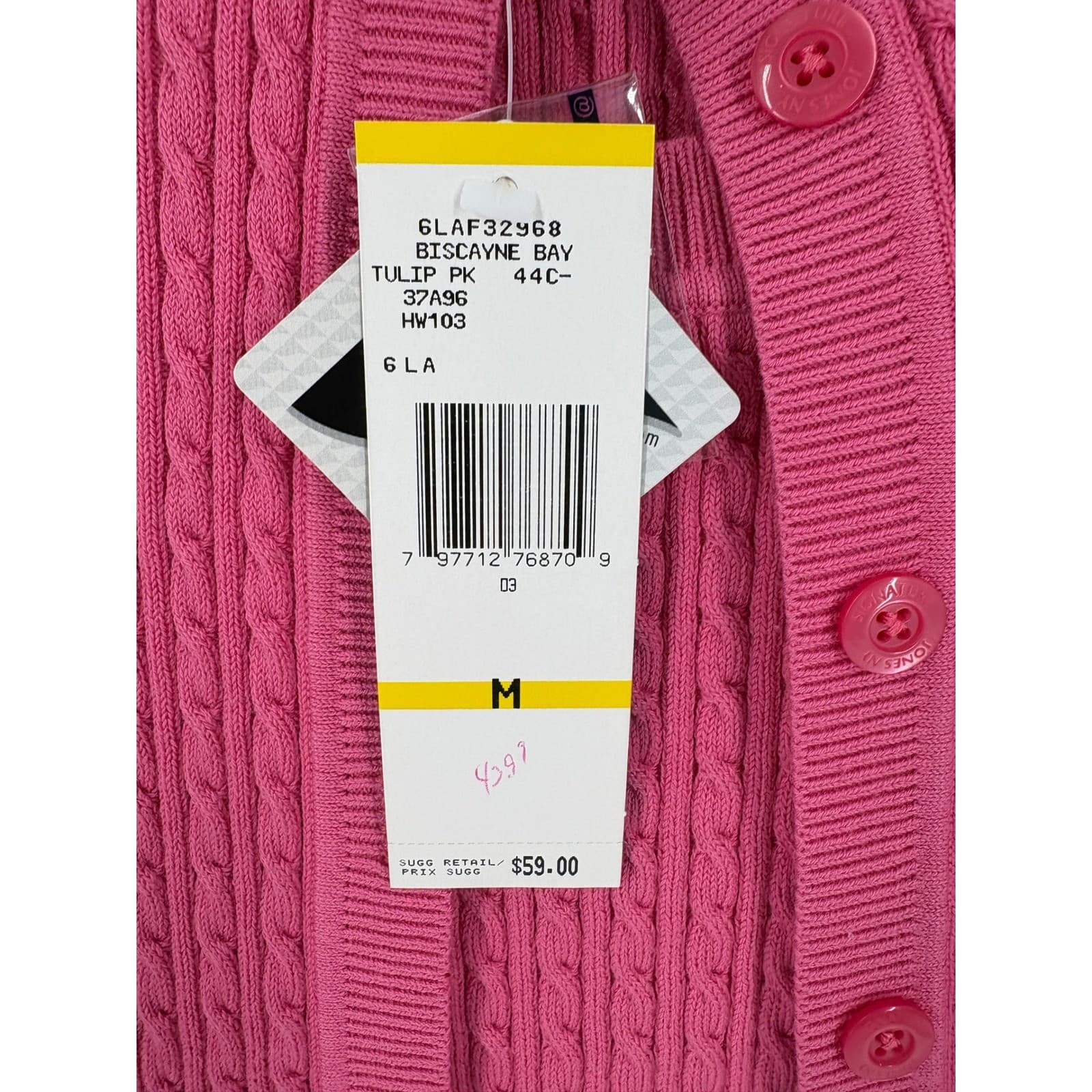 Jones New York Cardigan Womens M Sweater Pink Cable Knit Twin Set NWT - Thumbnail 4