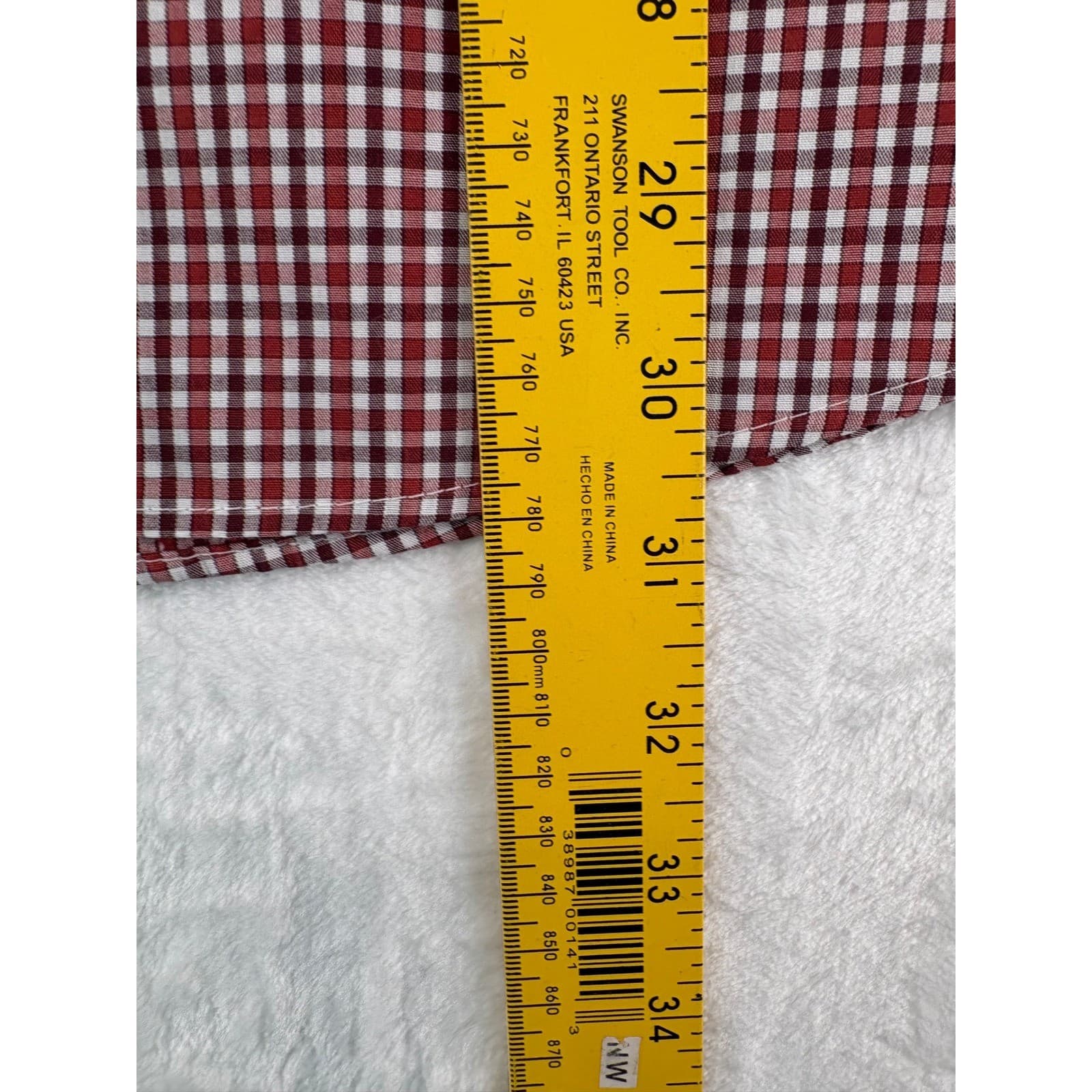 Van Heusen Shirt Mens L Flex Button Down Red Gingham Short Sleeve Plaid - Thumbnail 5