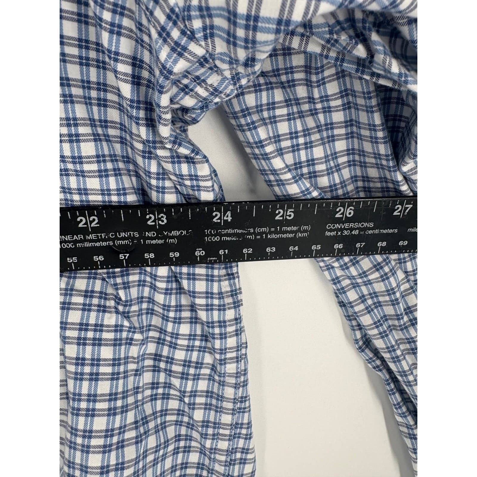 Peter Millar Mens XXL Blue White Plaid Button Down Long Sleeve Casual Shirt - Thumbnail 6