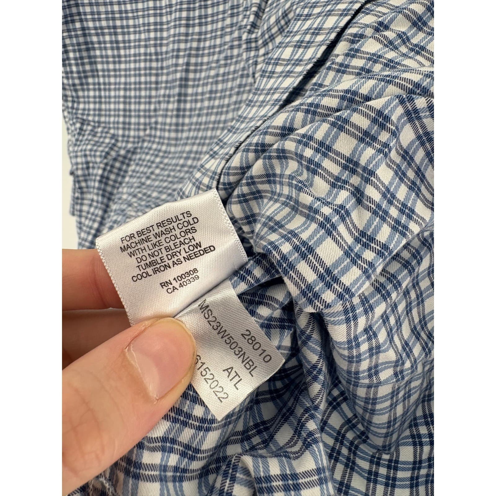 Peter Millar Mens XXL Blue White Plaid Button Down Long Sleeve Casual Shirt - Thumbnail 4