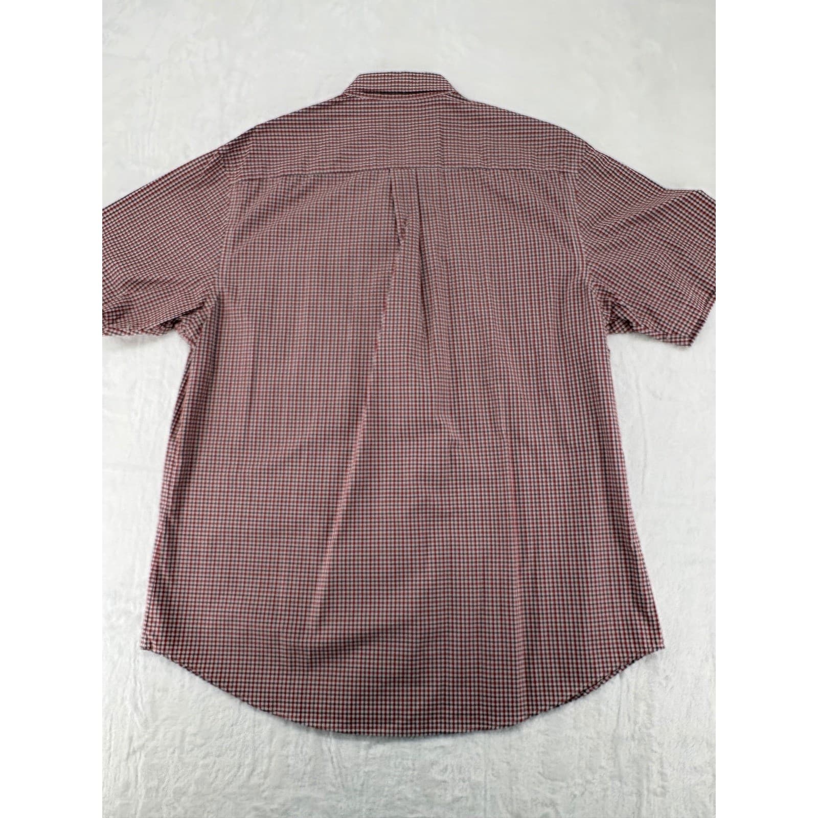 Van Heusen Shirt Mens L Flex Button Down Red Gingham Short Sleeve Plaid - Thumbnail 6