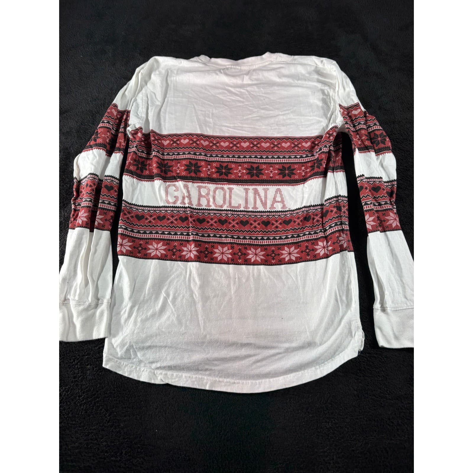 Pressbox Carolina Long Sleeve T-Shirt Top Fair Isle Pattern L - Thumbnail 8