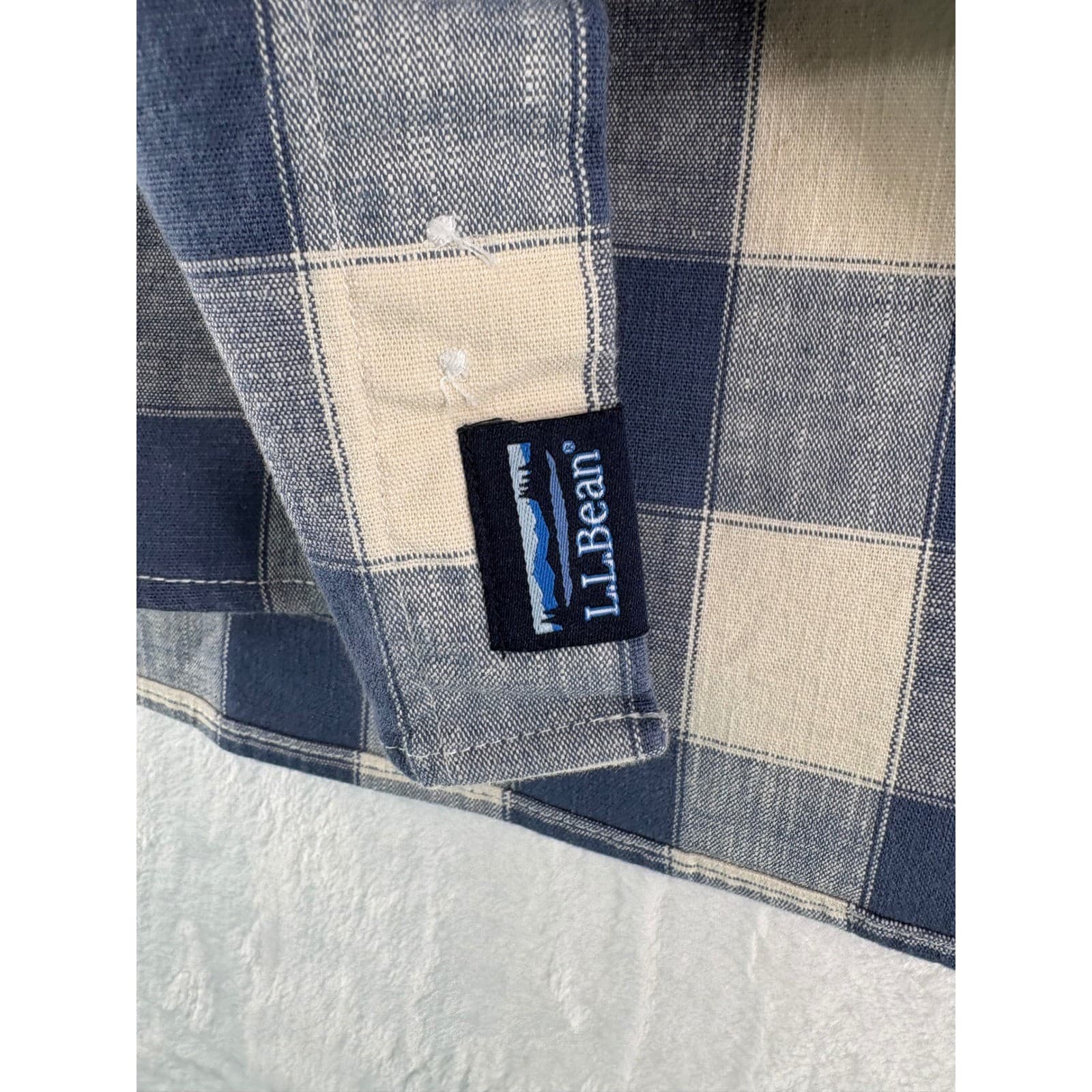 L.L.Bean Button Down Mens M Shirt Blue Plaid Traditional Fit Short Sleeve 514024 - Thumbnail 5