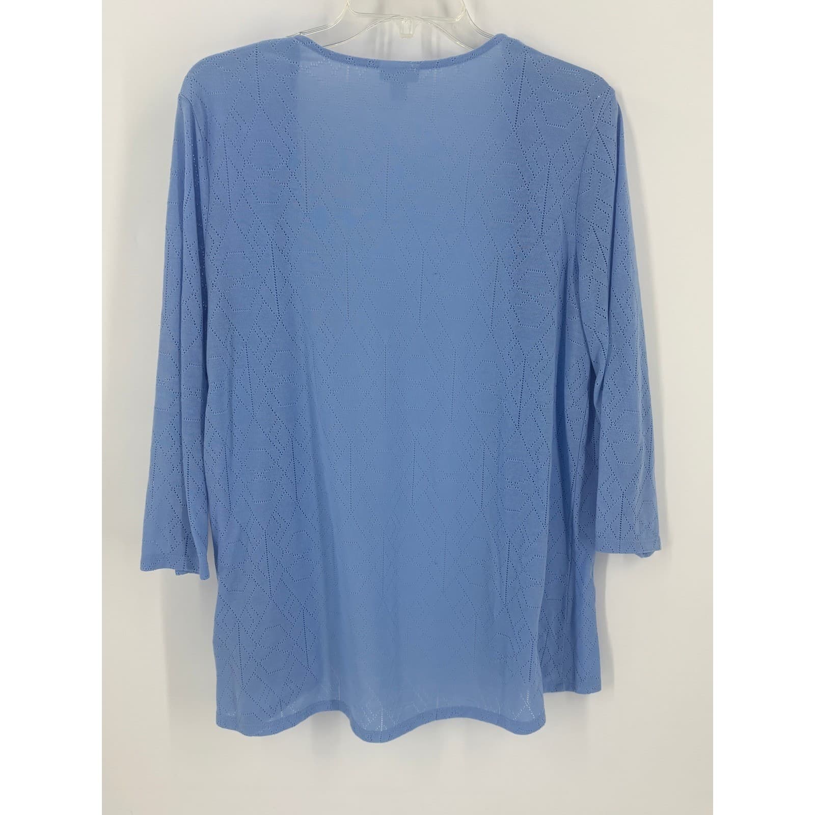 Croft & Barrow Cardigan Womens XL Sweater Blue Pointelle Open Front Knit - Thumbnail 4