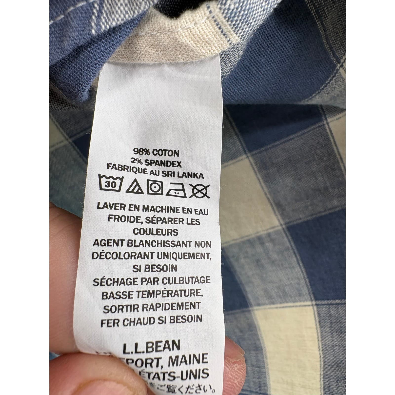 L.L.Bean Button Down Mens M Shirt Blue Plaid Traditional Fit Short Sleeve 514024 - Thumbnail 6