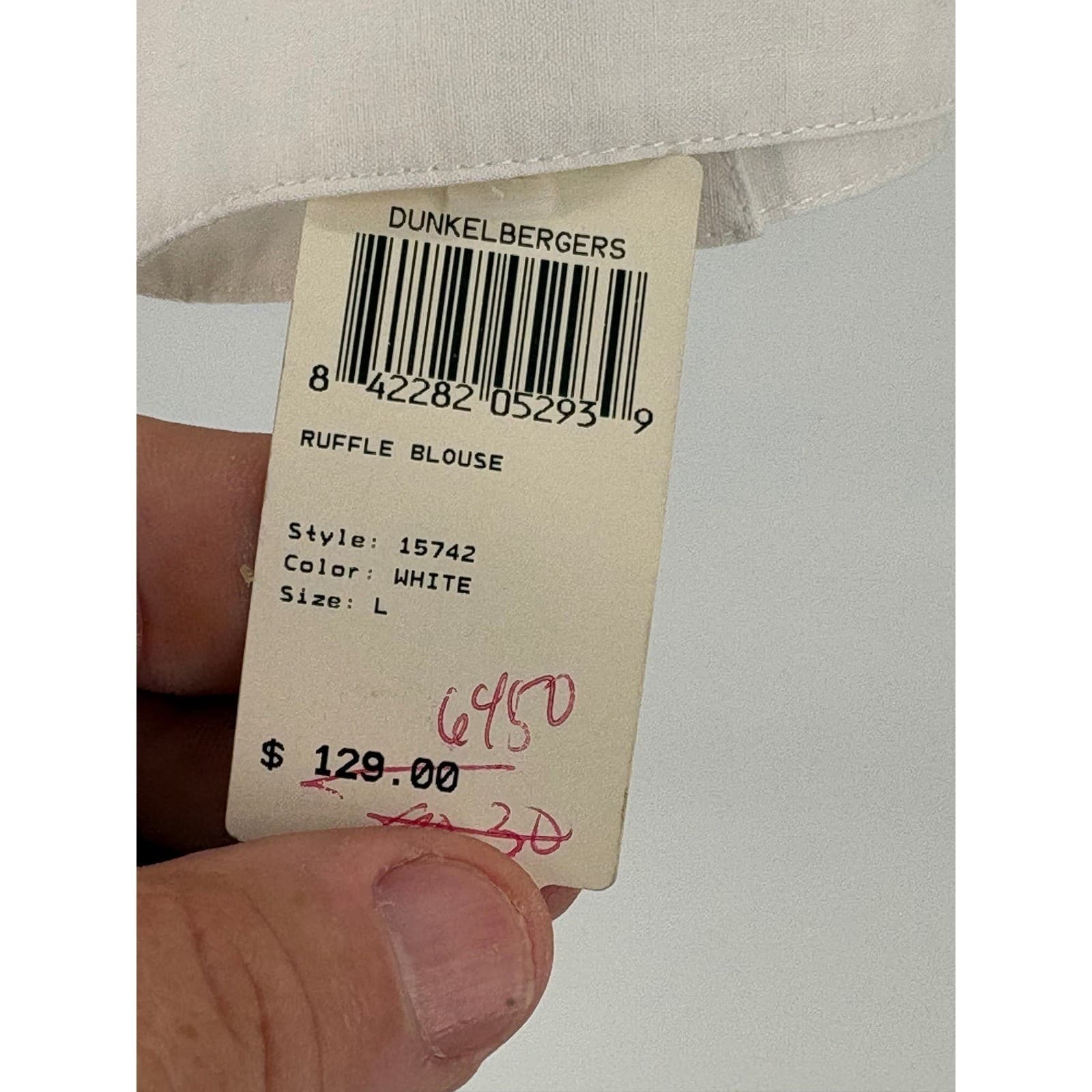 Samuel Dong Ruffle Blouse Womens Large Ruffle Blouse White Textured Zip NWT - Thumbnail 5