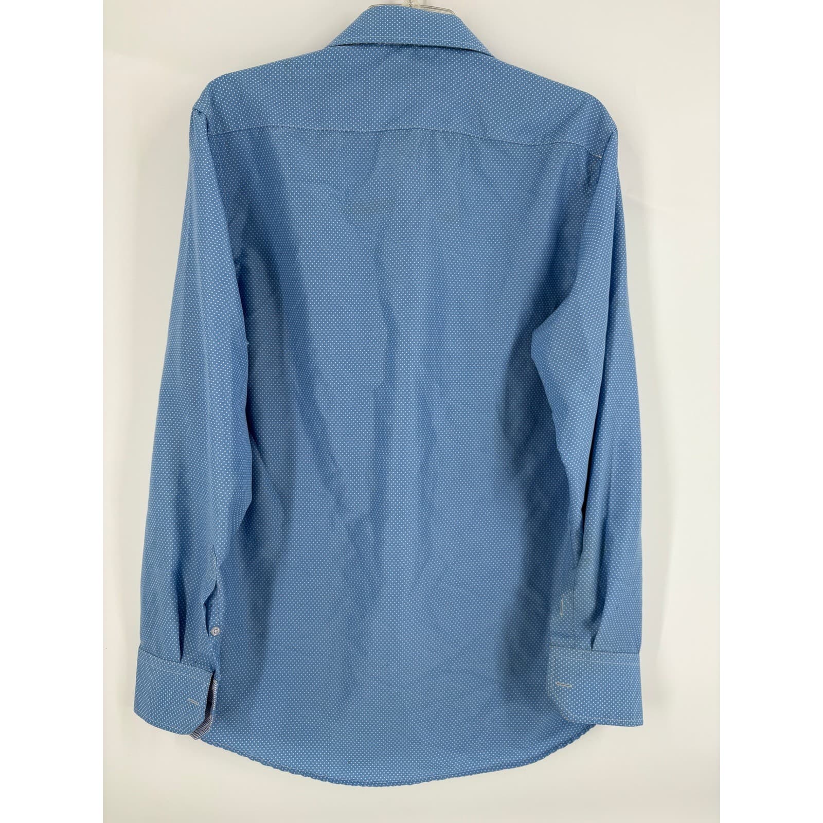 MONZA BY ROSSO MILANO Men's Tailored Fit Blue Dot Print Dress Shirt M 15 1/2 - Thumbnail 2