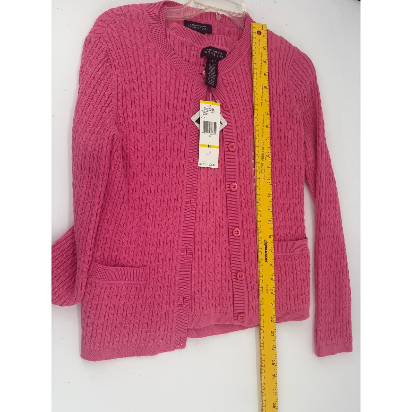 Jones New York Cardigan Womens M Sweater Pink Cable Knit Twin Set NWT - Thumbnail 7
