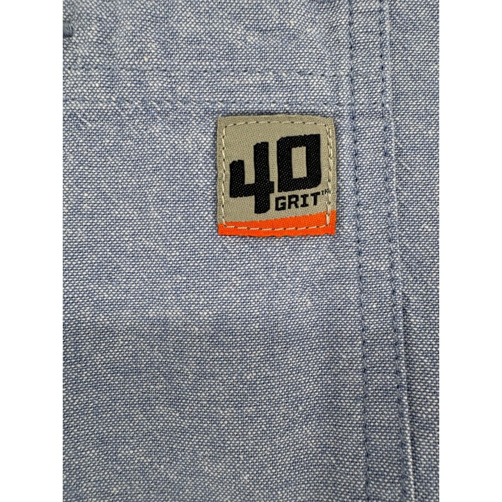 40 Grit Shirt Mens L Short Sleeve Button Down Blue Cotton Standard Fit - Thumbnail 3
