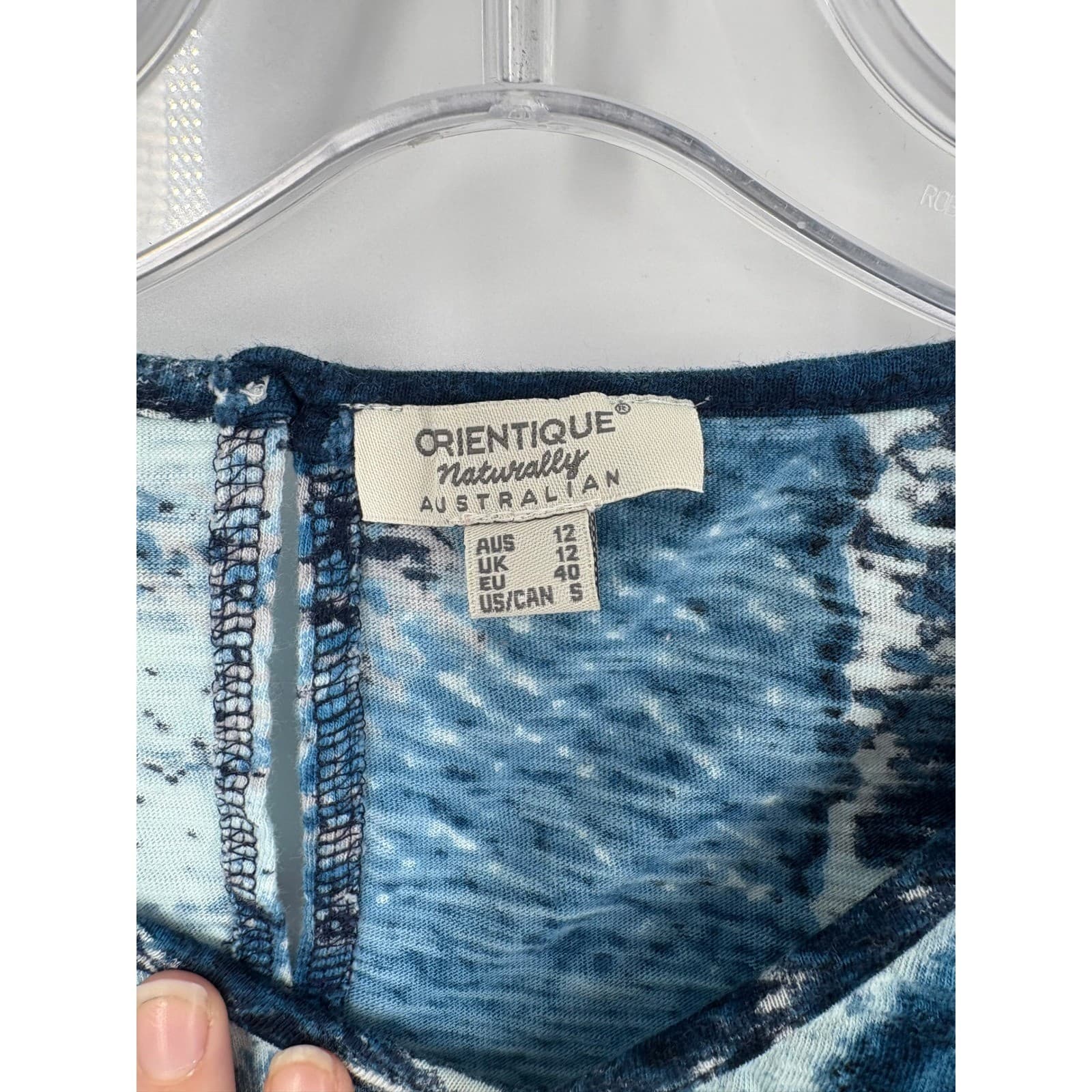 Orientique Naturally Australian V Neck 3/4 Sleeve Graphic Print Top Women's sz S - Thumbnail 4
