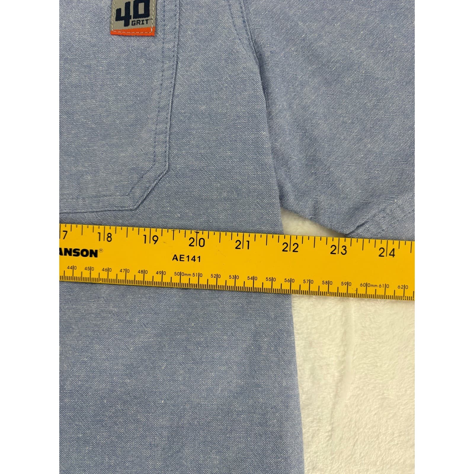 40 Grit Shirt Mens L Short Sleeve Button Down Blue Cotton Standard Fit - Thumbnail 4