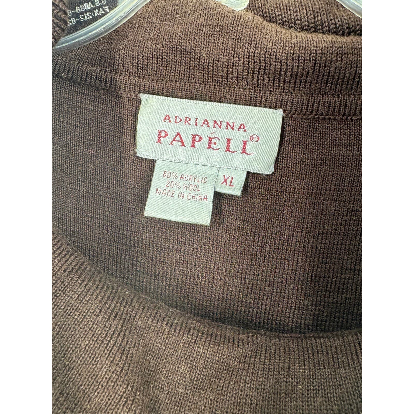 Adrianna Papell Women's Brown Cowl Neck Long Sleeve Sweater XL Floral Accent - Thumbnail 2