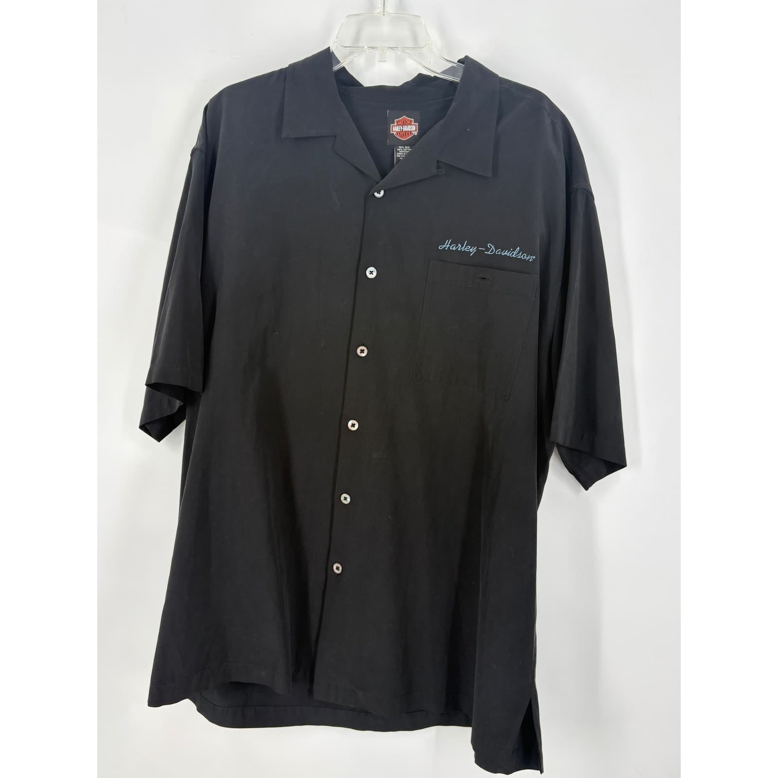 Harley Davidson Mens Las Vegas Nevada Embroidered Pinup Girl Shirt XL Silk Blend - Thumbnail 3