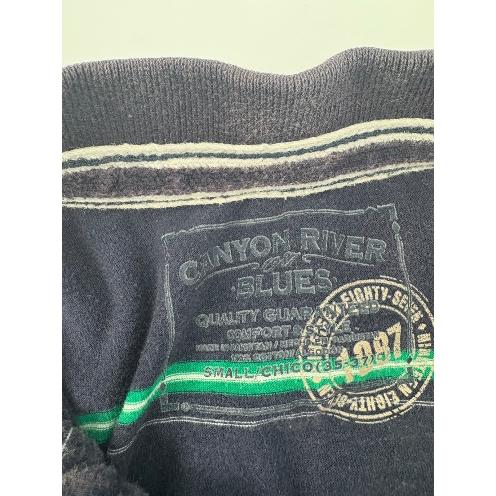 Canyon River Blues Striped Short Sleeve Polo Shirt Women's Small Green Blue - Thumbnail 3