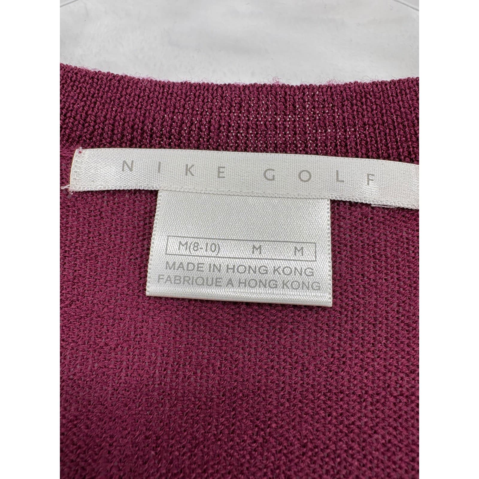 Nike Golf Sweater Womens M V-Neck Burgundy Pointelle Knit Long Sleeve - Thumbnail 2