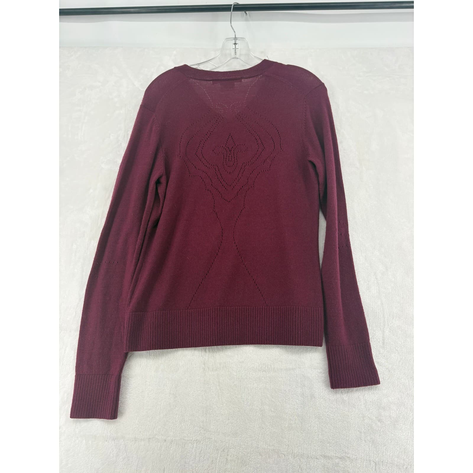 Nike Golf Sweater Womens M V-Neck Burgundy Pointelle Knit Long Sleeve - Thumbnail 7