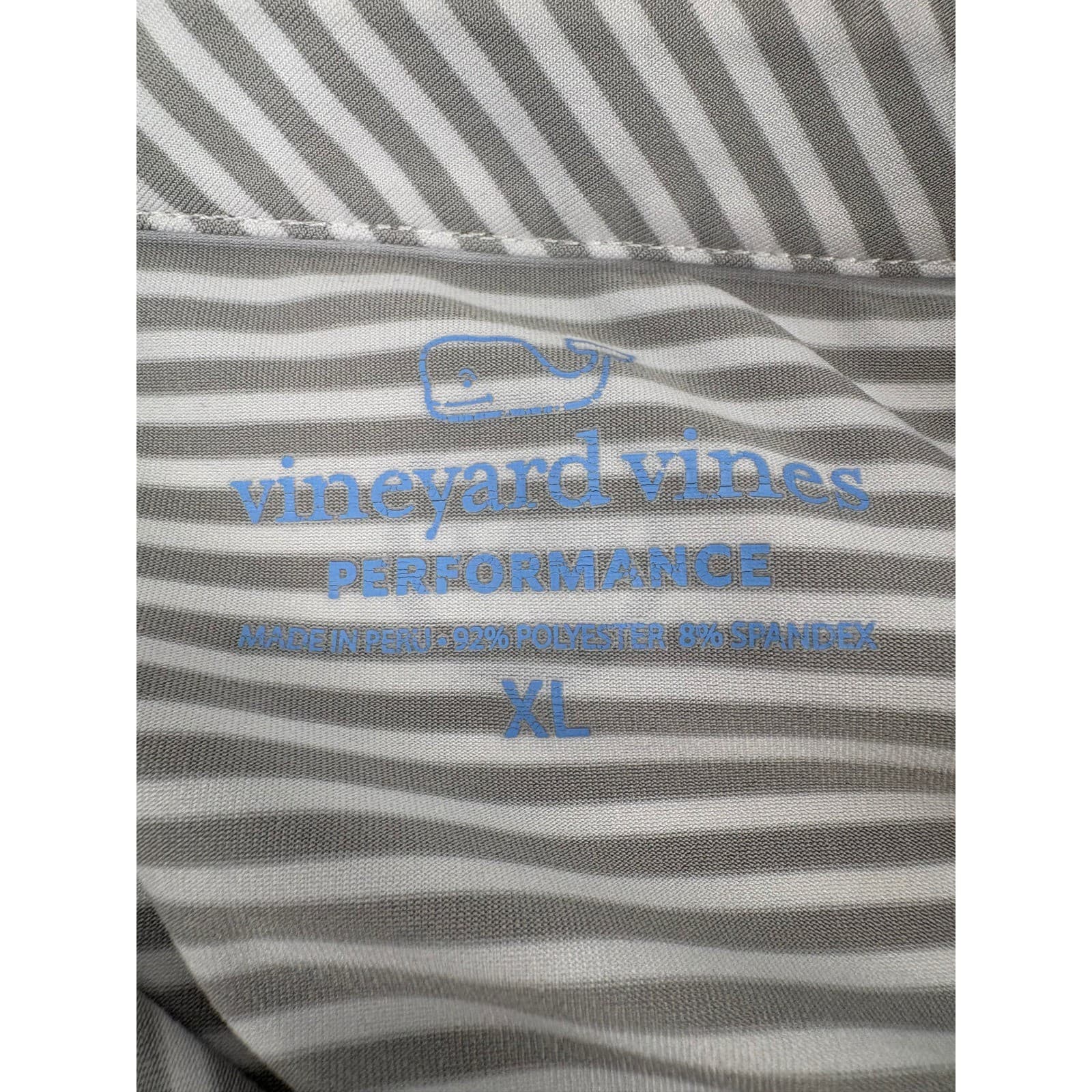Vineyard Vines Performance Polo Shirt Men's XL Gray White Stripe Myrtle Beach - Thumbnail 4