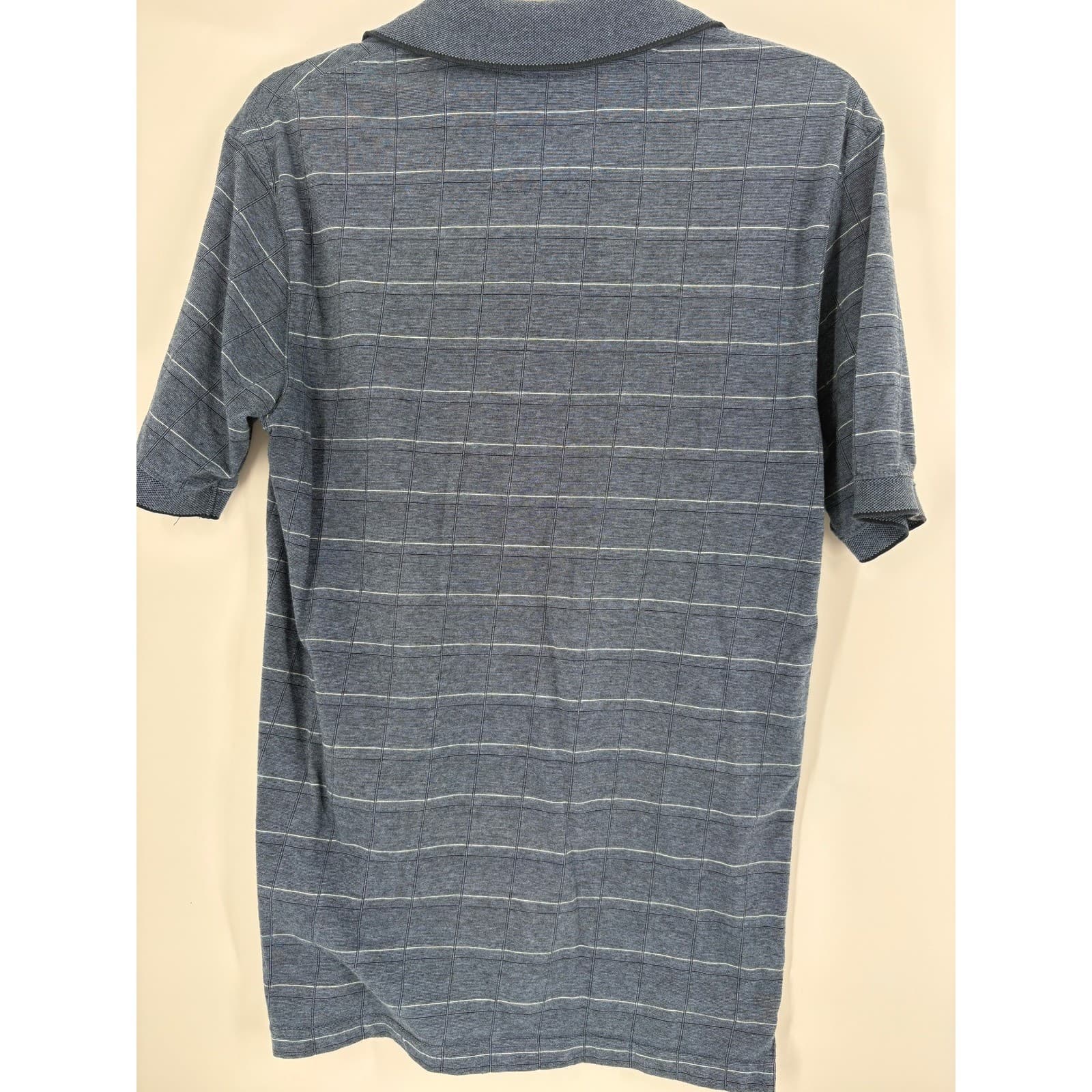 Haggar Men's Blue Plaid Short Sleeve Polo Shirt Size S - Thumbnail 2