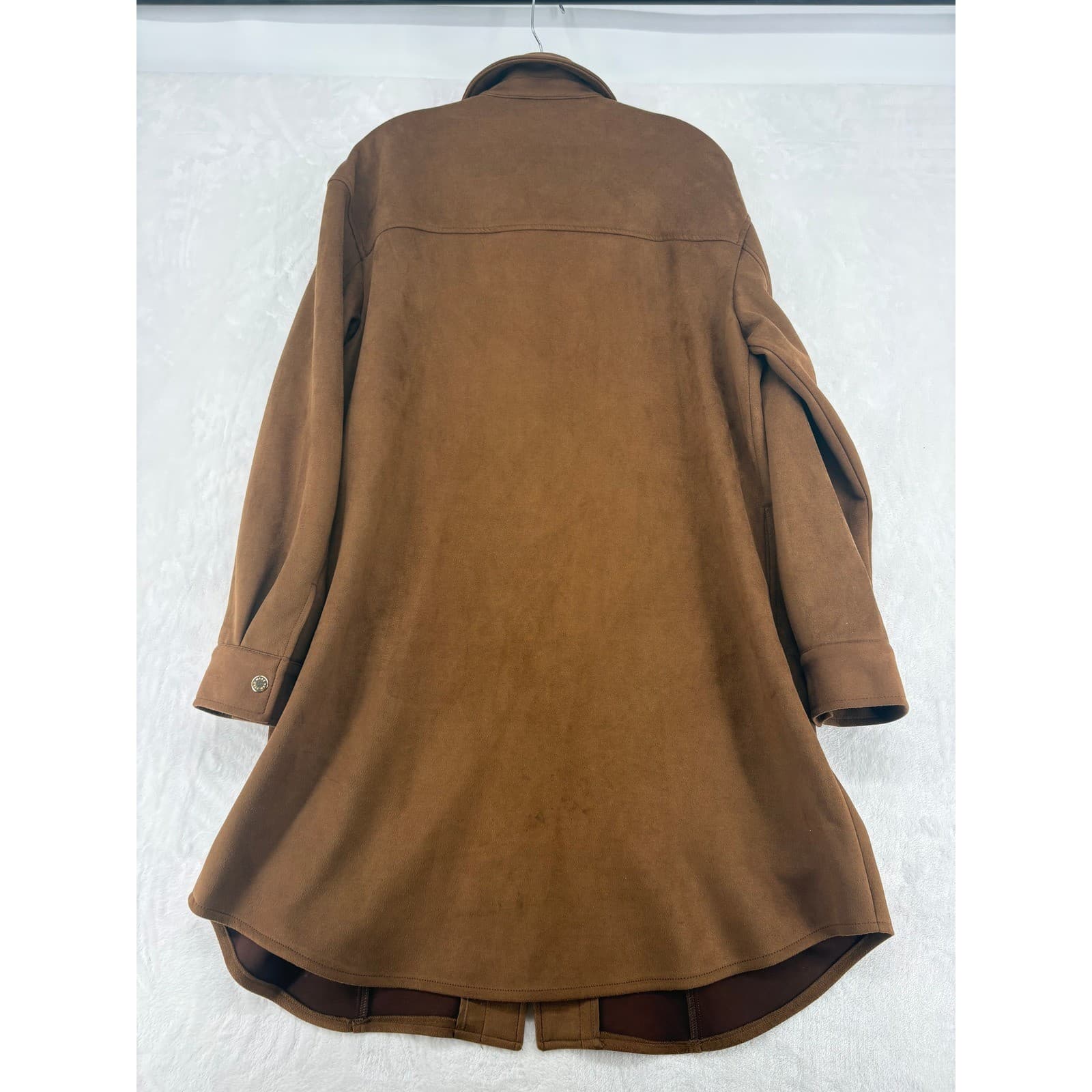 Marc New York Shirt Jacket Womens S Shacket Brown Faux Suede Long Sleeve Button - Thumbnail 8