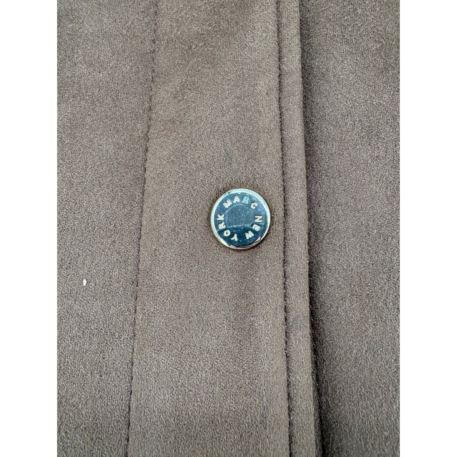 Marc New York Shirt Jacket Womens S Shacket Brown Faux Suede Long Sleeve Button - Thumbnail 4