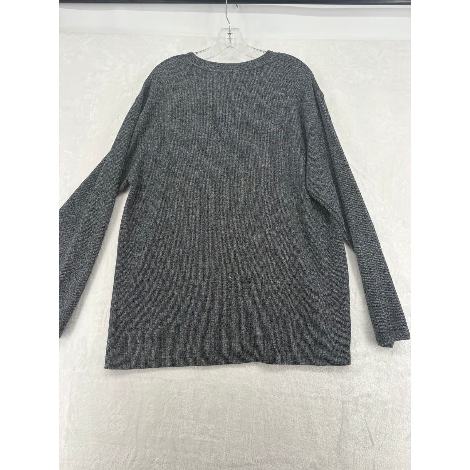 Farah Shirt Mens L Long Sleeve Gray Marl Ribbed Knit Pullover FA10112 - Thumbnail 6