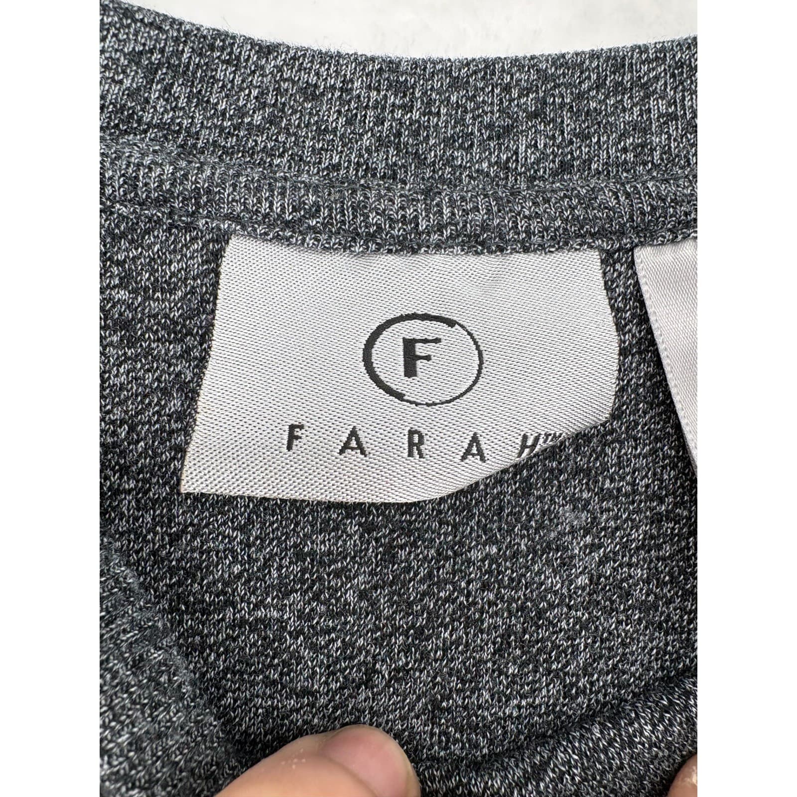 Farah Shirt Mens L Long Sleeve Gray Marl Ribbed Knit Pullover FA10112 - Thumbnail 2