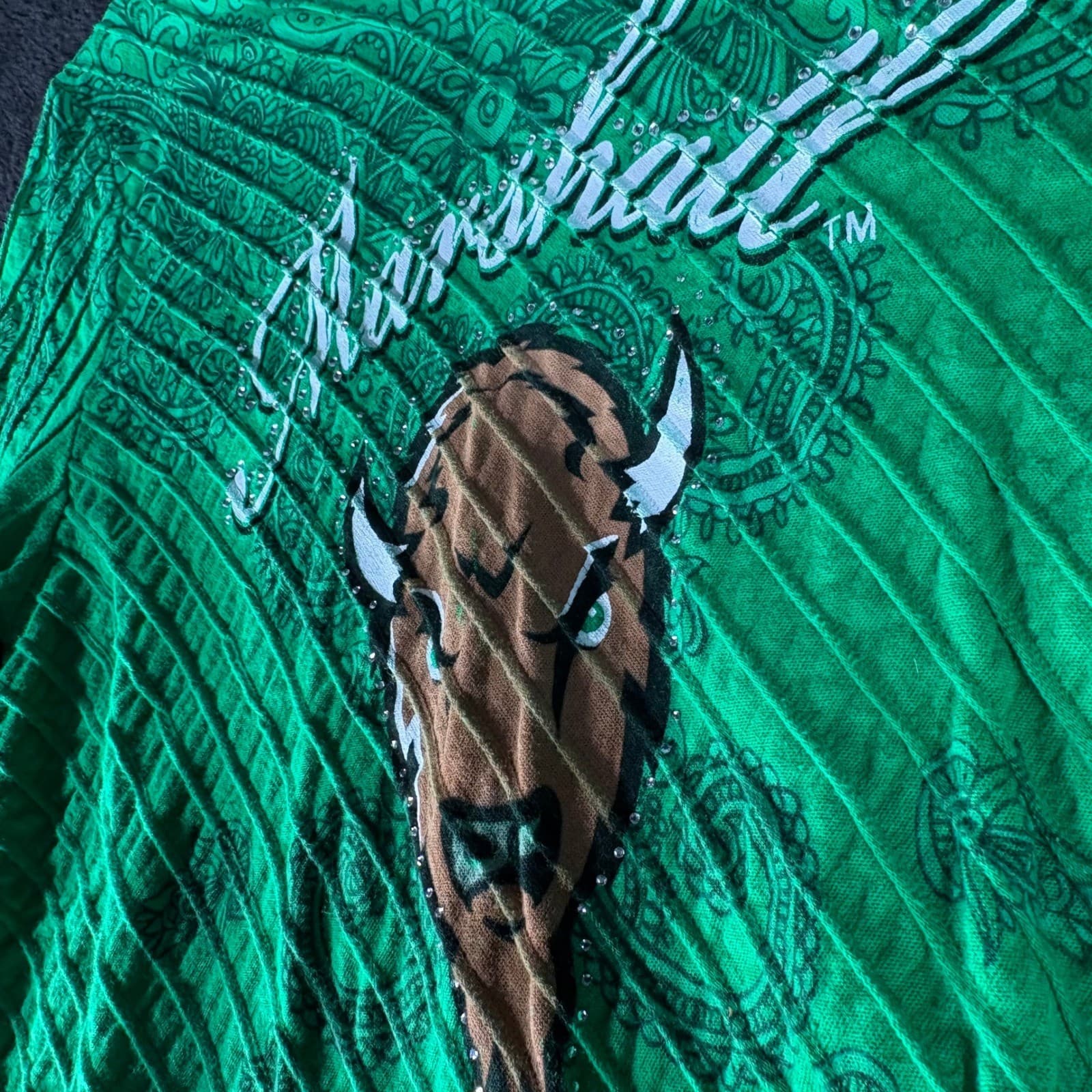 P. Michael Green Marshall Thundering Herd Rhinestone Tunic Top - M - Thumbnail 6