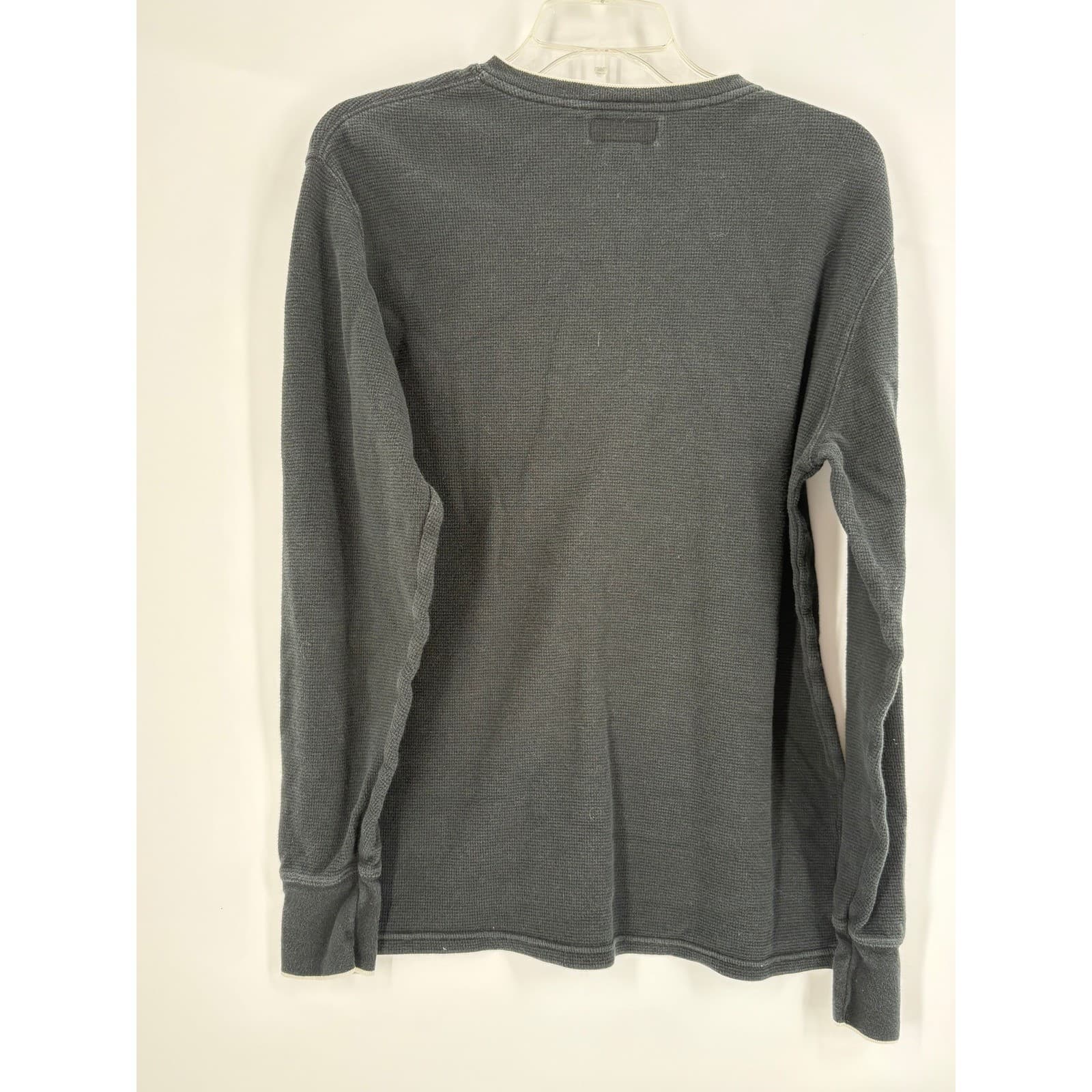 Polo Ralph Lauren Waffle Knit V Neck Long Sleeve Shirt Men's M Gray Cotton - Thumbnail 2