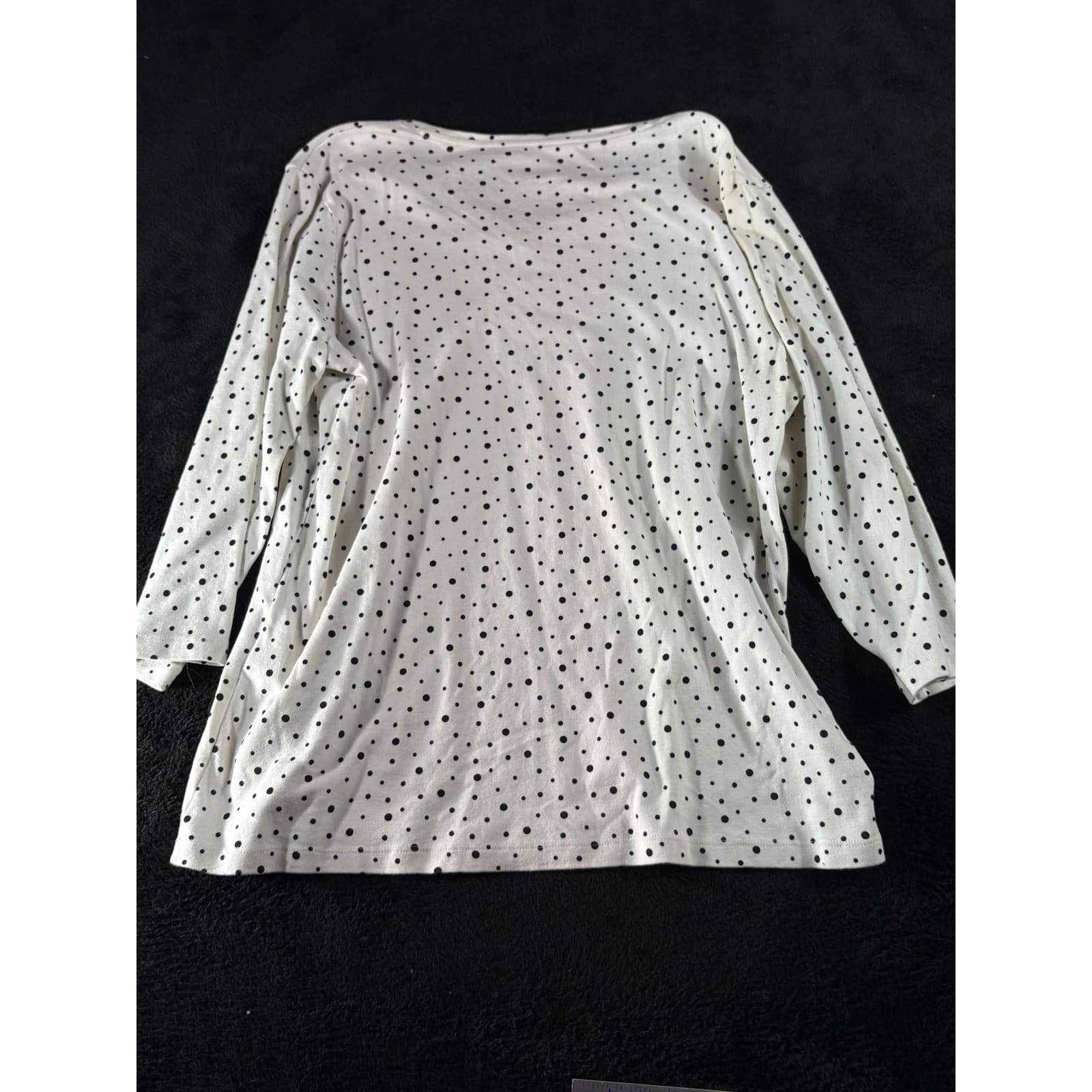 Chicos Women's White Black Polka Dot Long Sleeve V Neck Top Blouse Size 3 - Thumbnail 6