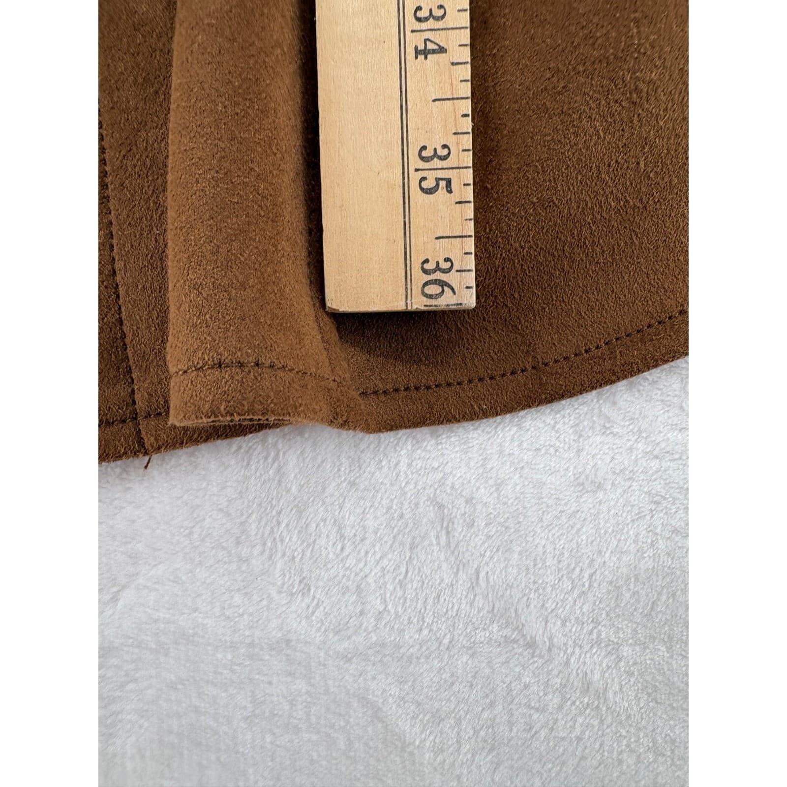 Marc New York Shirt Jacket Womens S Shacket Brown Faux Suede Long Sleeve Button - Thumbnail 7