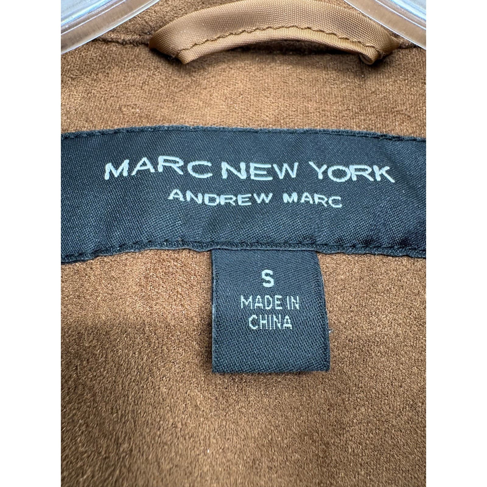 Marc New York Shirt Jacket Womens S Shacket Brown Faux Suede Long Sleeve Button - Thumbnail 2