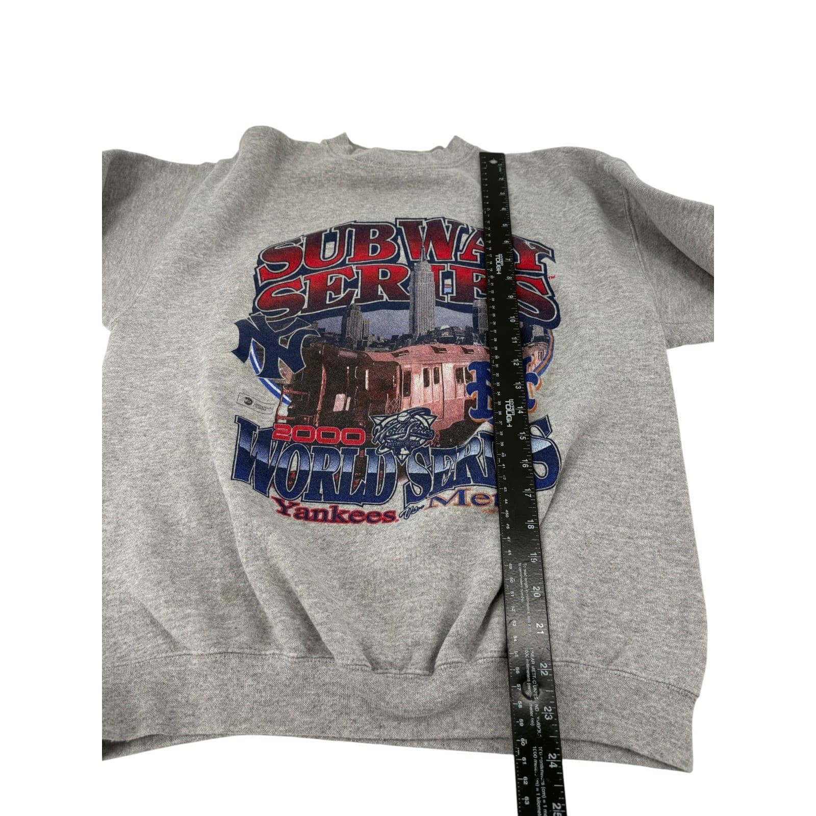 Puma Sweatshirt Mens Medium Subway Series 2000 World Series Gray Yankees Mets - Thumbnail 8