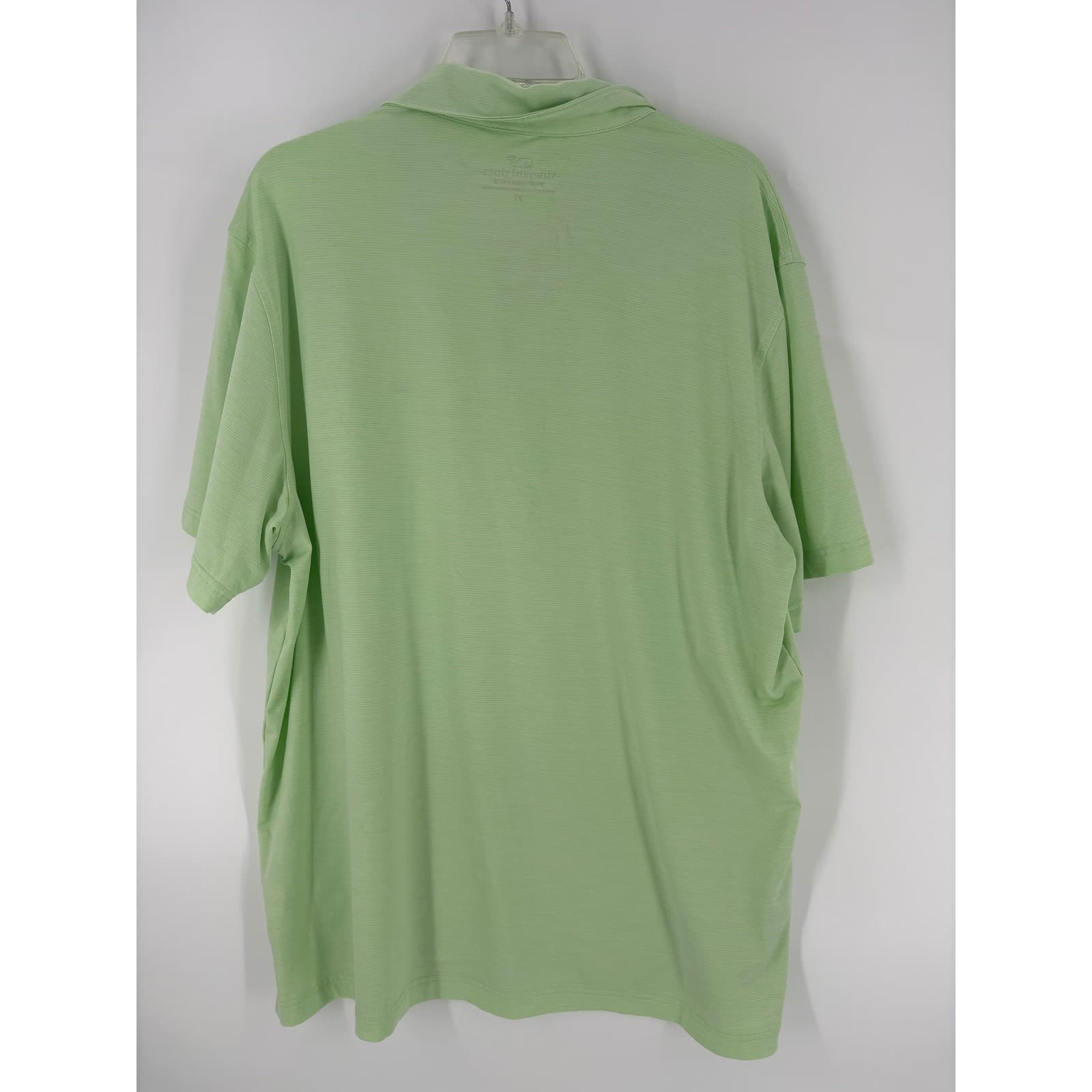 Vineyard Vines Performance Polo Shirt Men's XL Green Striped Whale Short Sleeve - Thumbnail 2