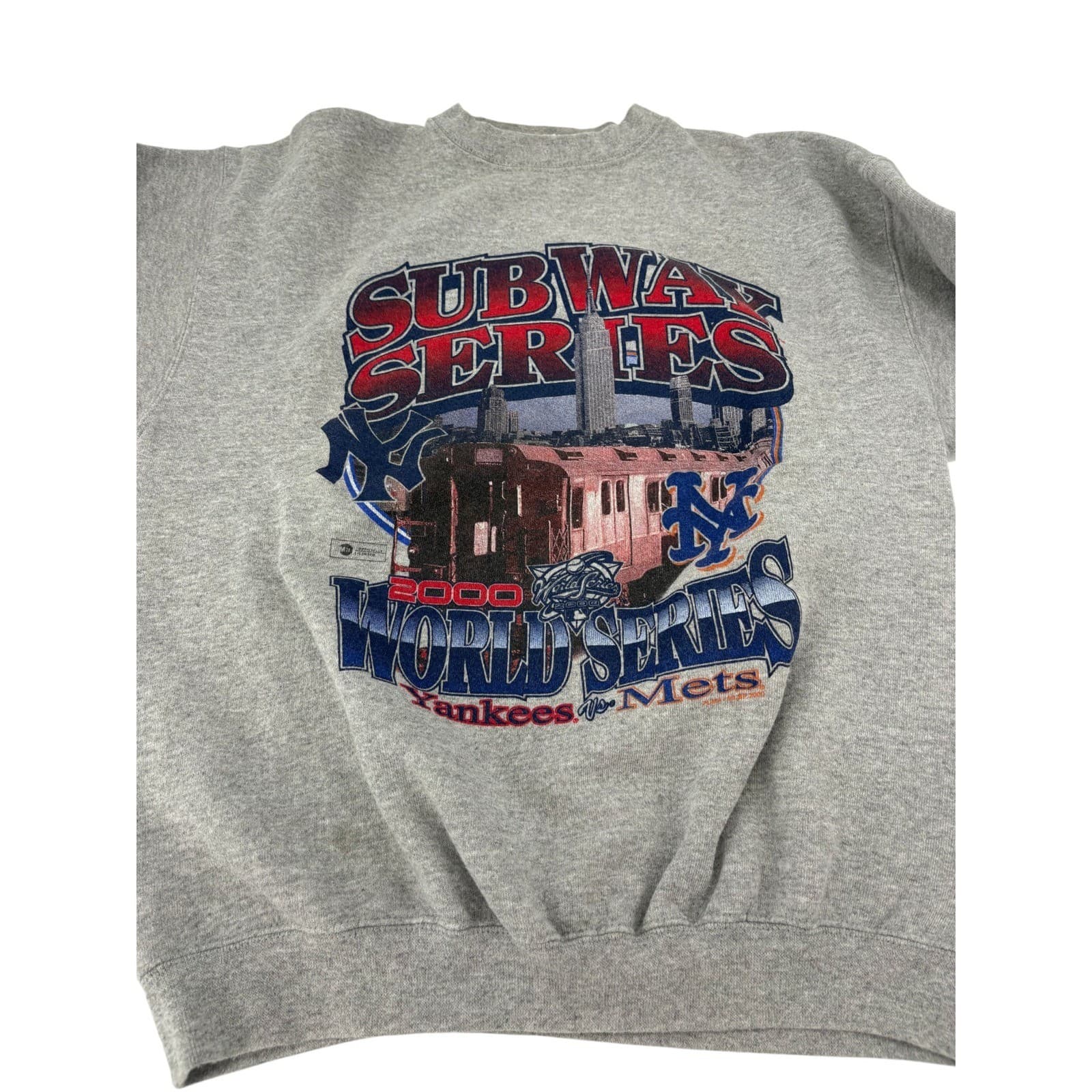 Puma Sweatshirt Mens Medium Subway Series 2000 World Series Gray Yankees Mets - Thumbnail 2