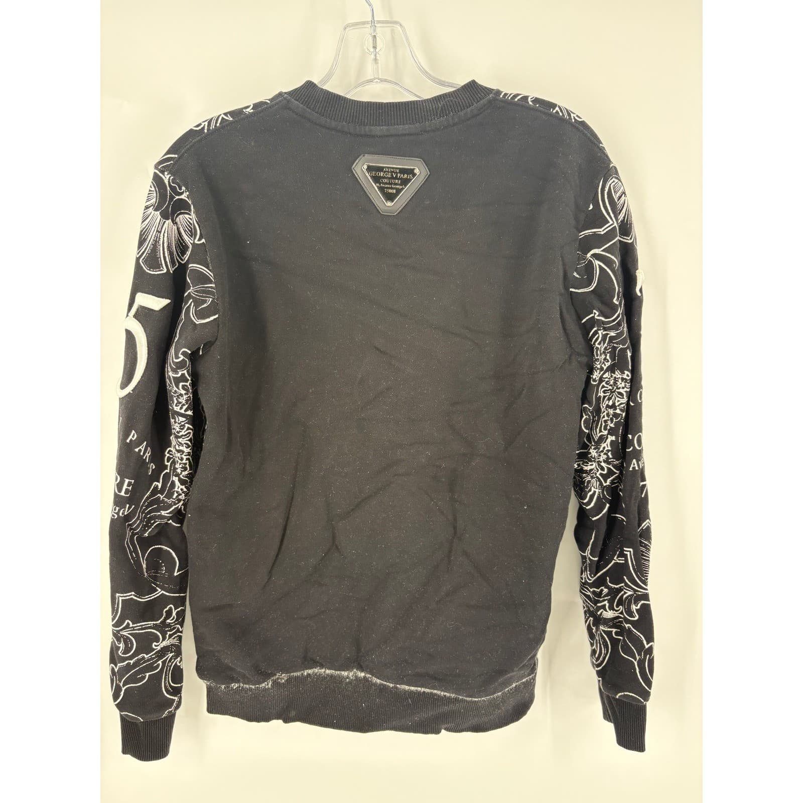 Avenue George V Paris Couture Black Graphic Print Sweatshirt Size S - Thumbnail 3