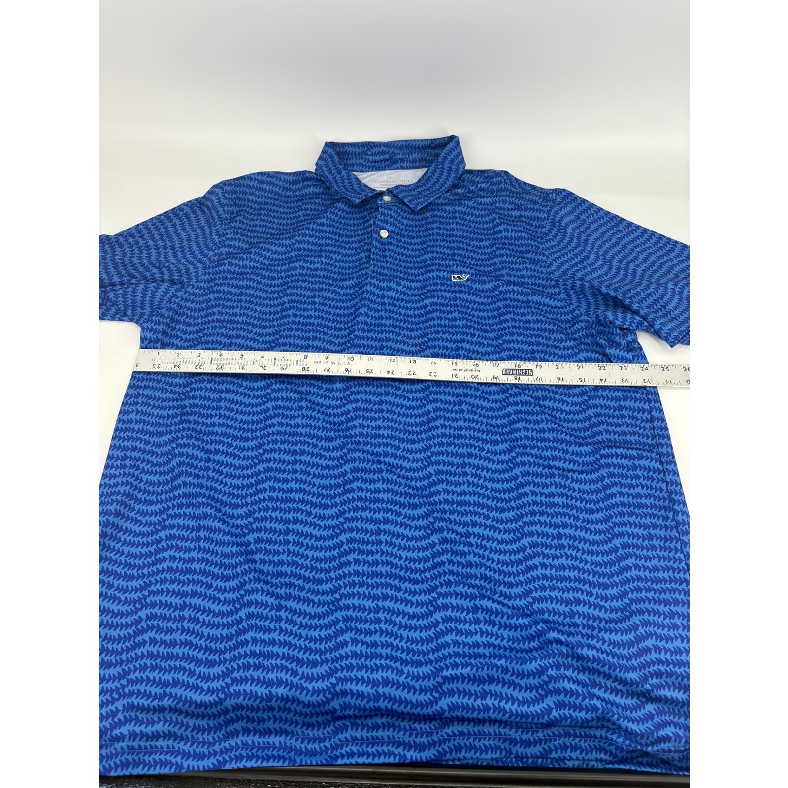 Vineyard Vines Performance Polo Shirt Mens XL Blue Fish Print Short Sleeve - Thumbnail 5