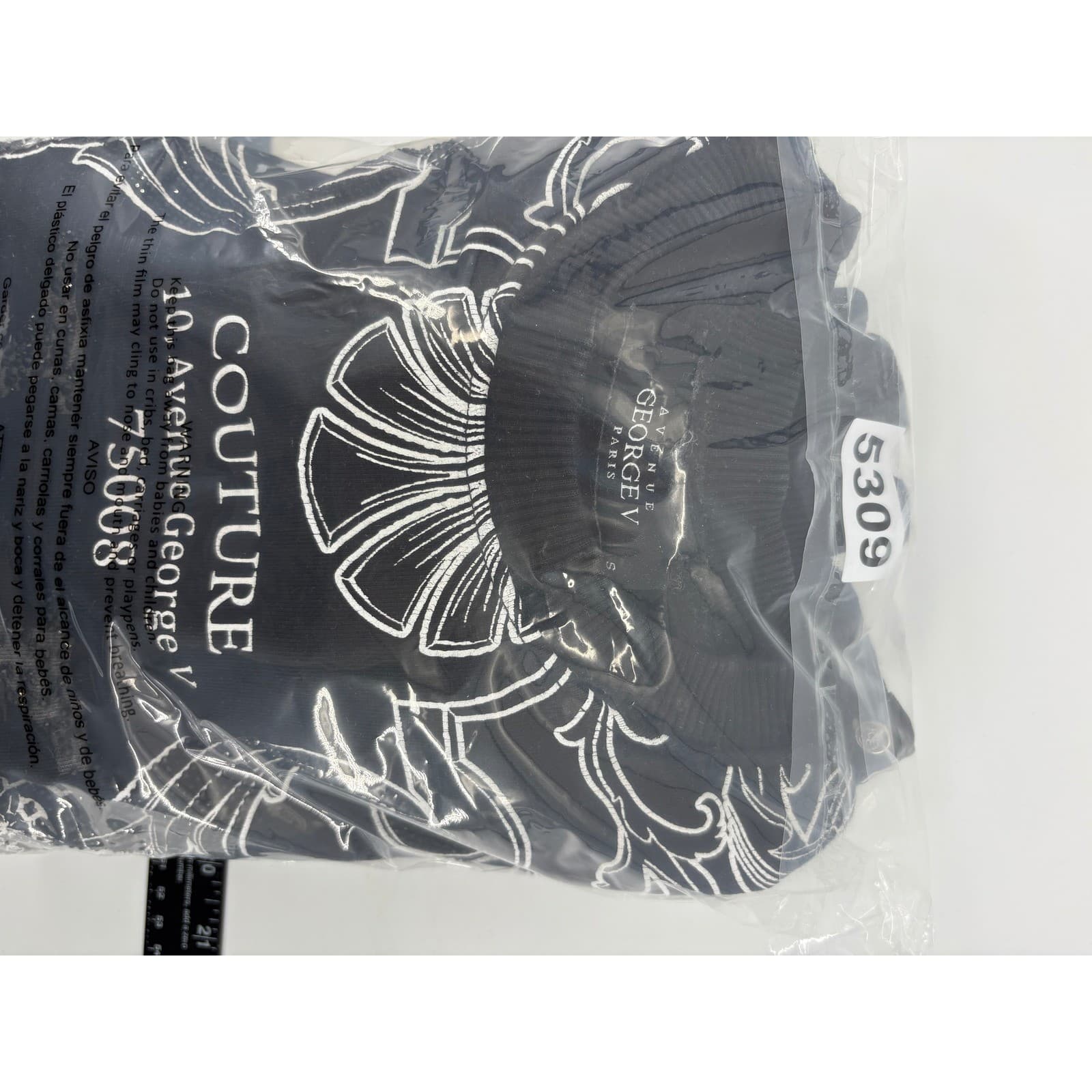 Avenue George V Paris Couture Black Graphic Print Sweatshirt Size S - Thumbnail 7