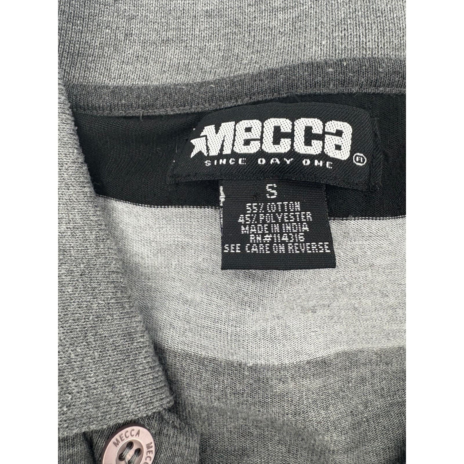 Mecca Mens Gray Black Striped Short Sleeve Polo Shirt Size S Casual - Thumbnail 3