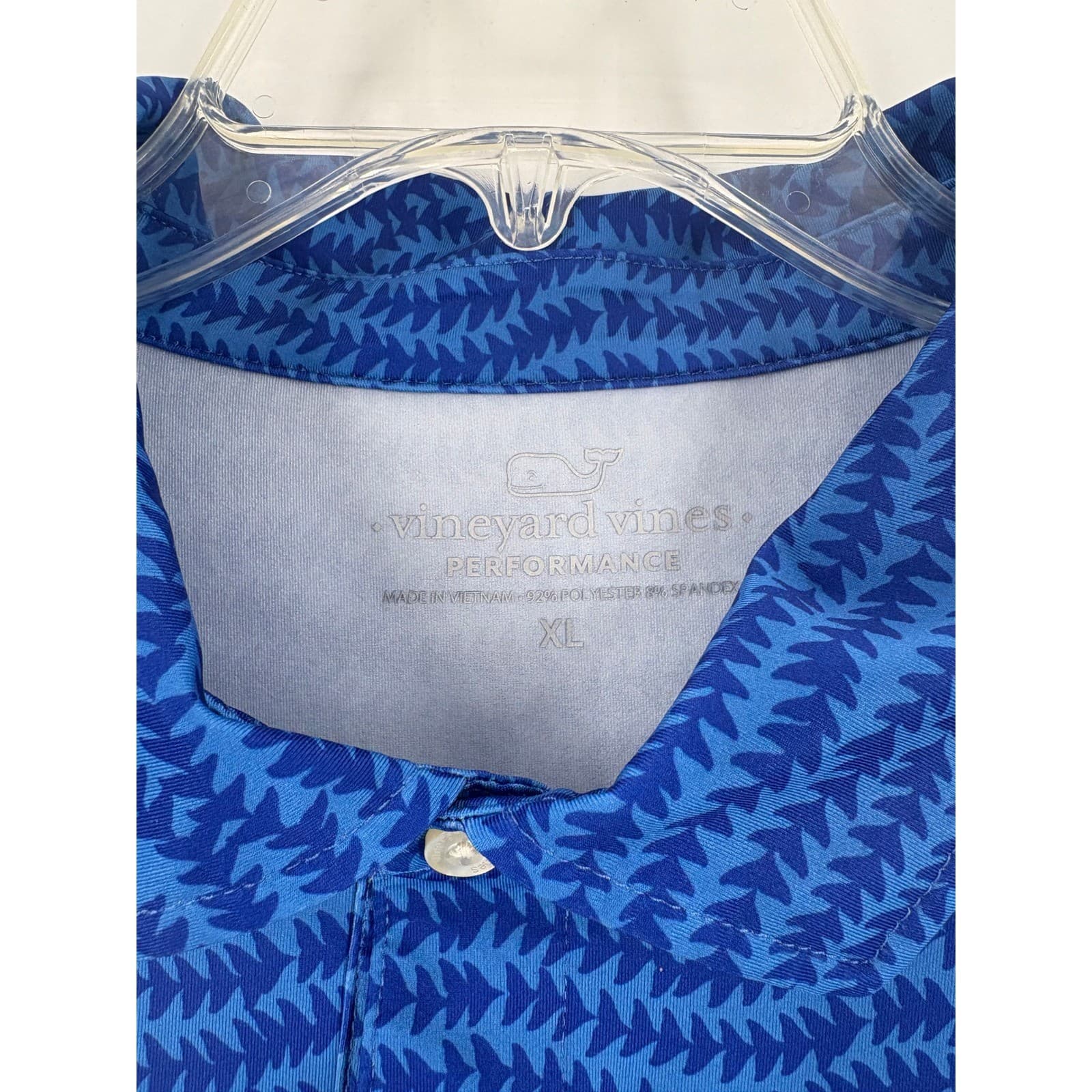Vineyard Vines Performance Polo Shirt Mens XL Blue Fish Print Short Sleeve - Thumbnail 2