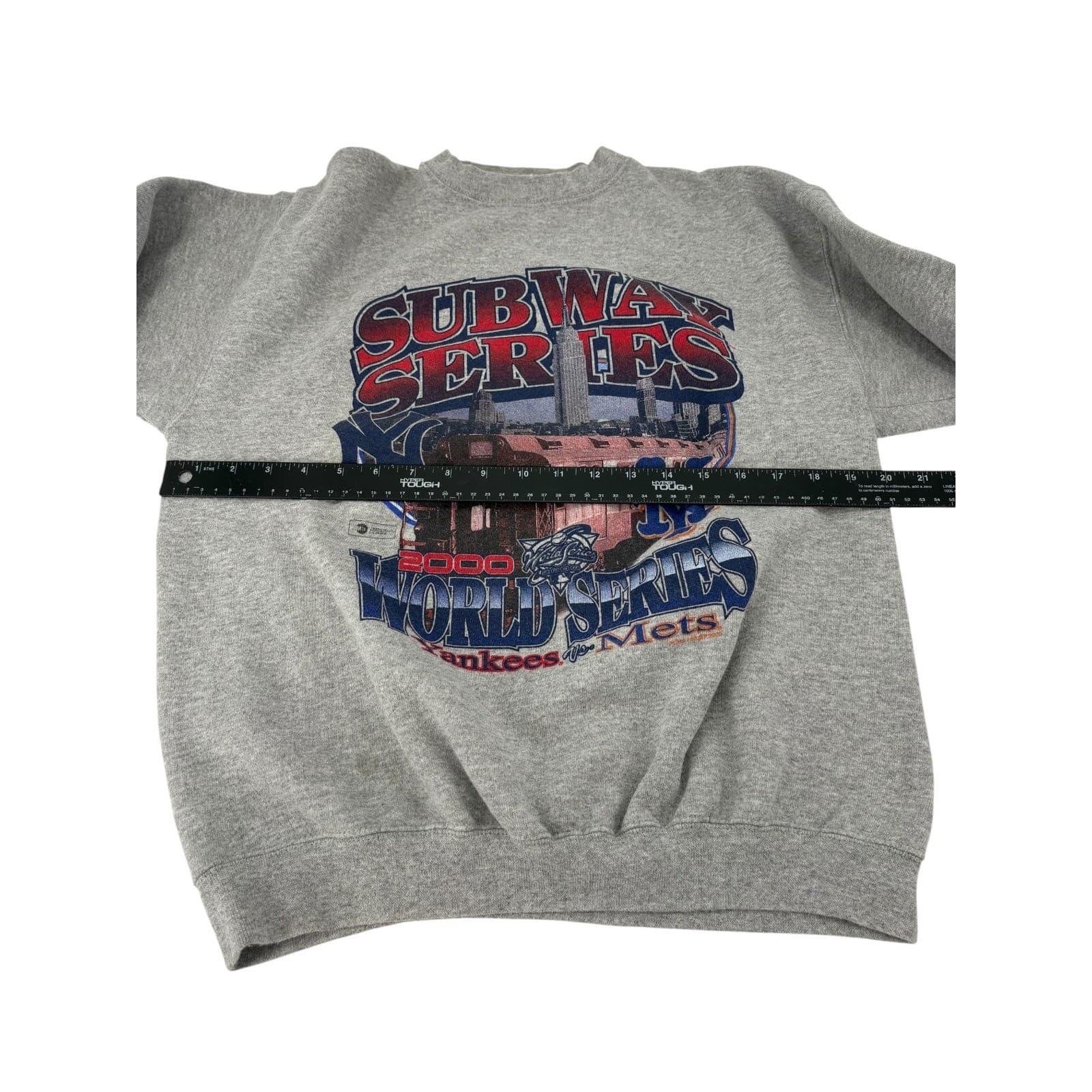 Puma Sweatshirt Mens Medium Subway Series 2000 World Series Gray Yankees Mets - Thumbnail 3
