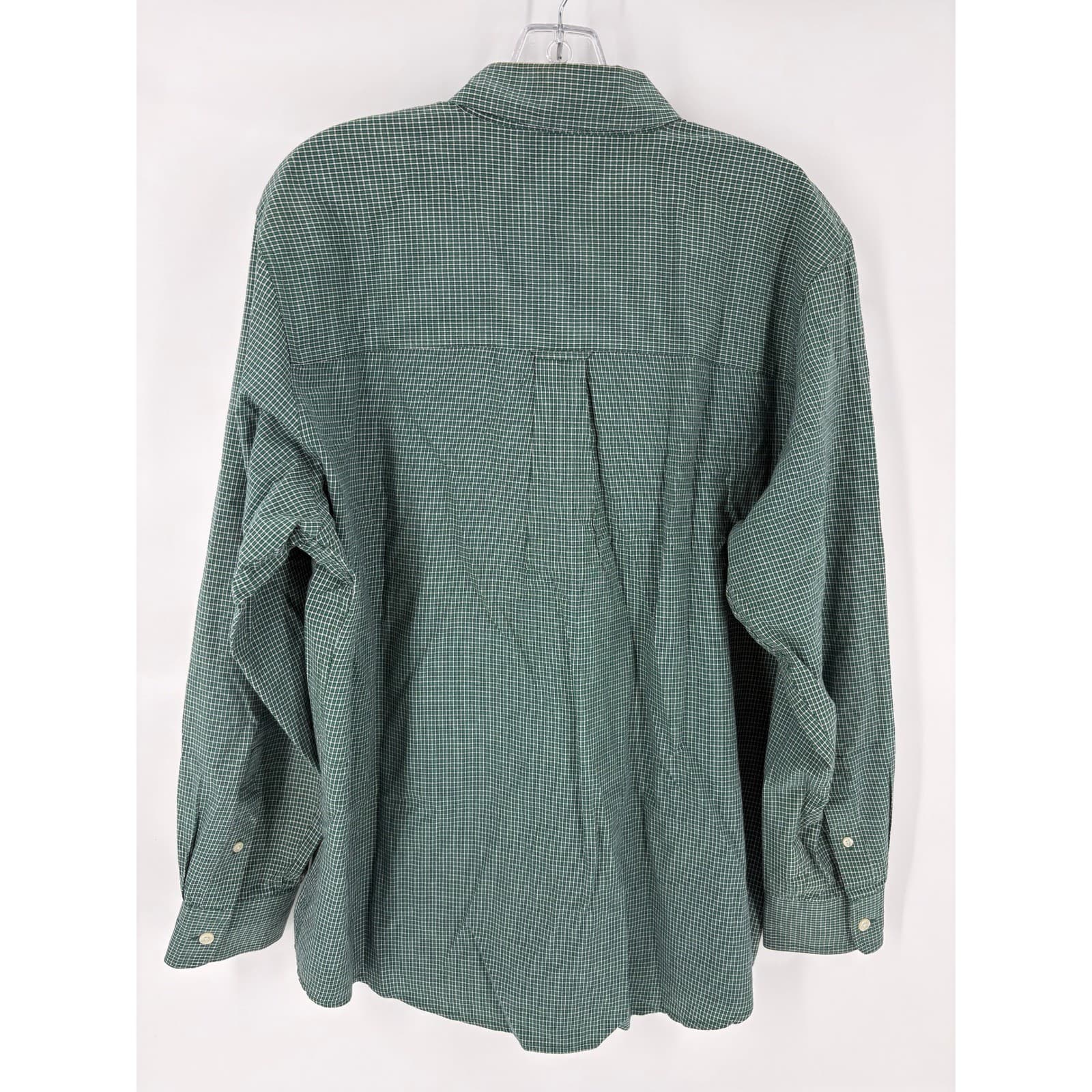 Chaps Mens Green Gingham Check Easy Care Button Down Shirt Long Sleeve Size L G - Thumbnail 2
