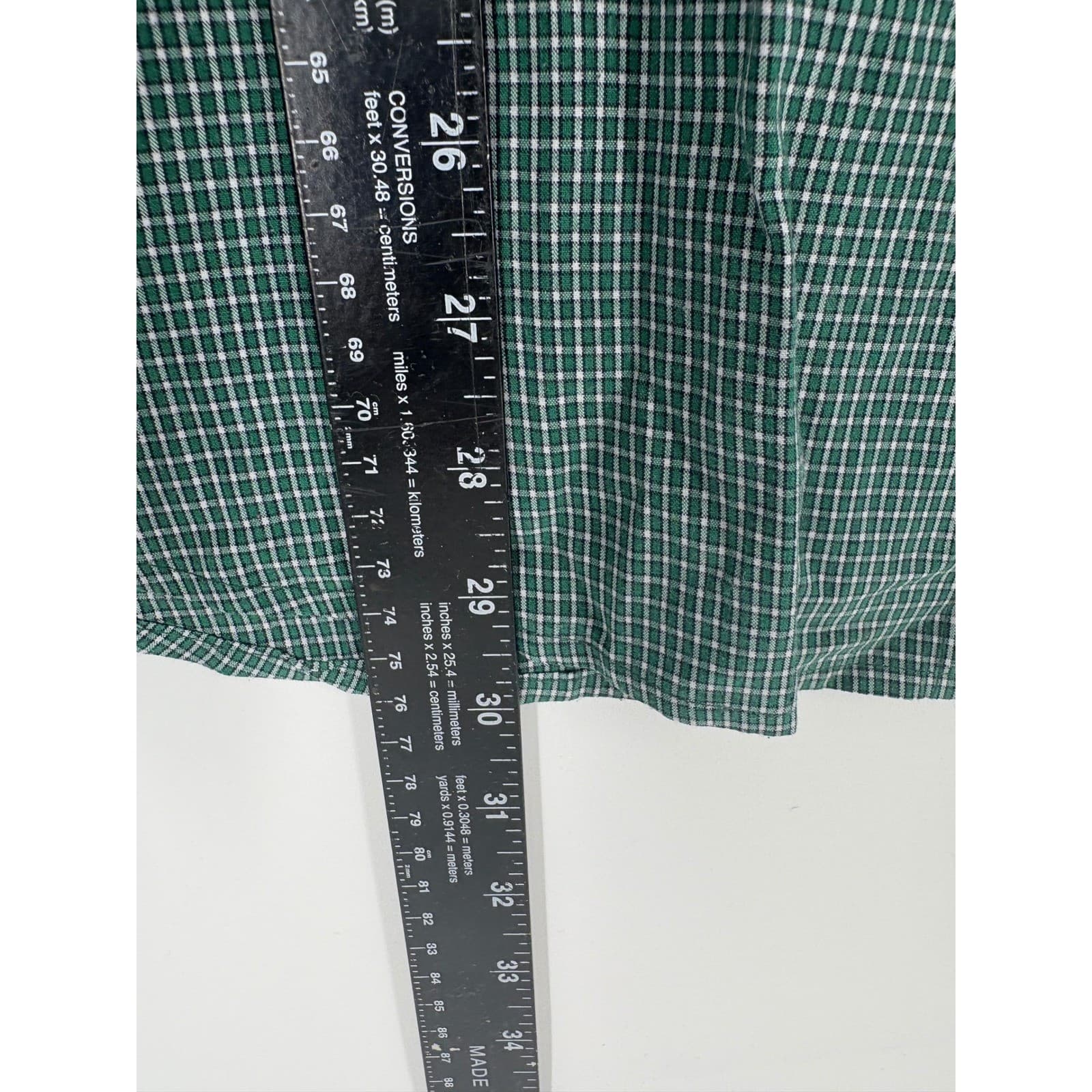 Chaps Mens Green Gingham Check Easy Care Button Down Shirt Long Sleeve Size L G - Thumbnail 4