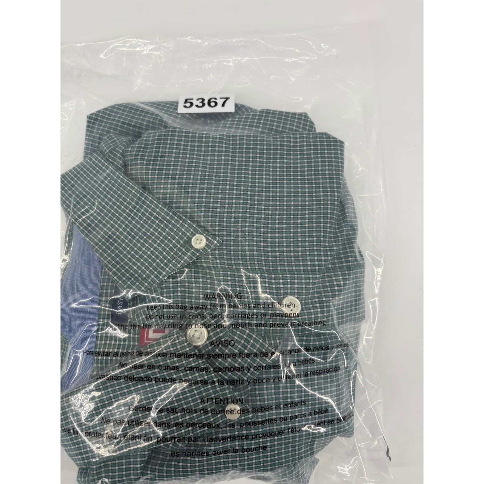 Chaps Mens Green Gingham Check Easy Care Button Down Shirt Long Sleeve Size L G - Thumbnail 6