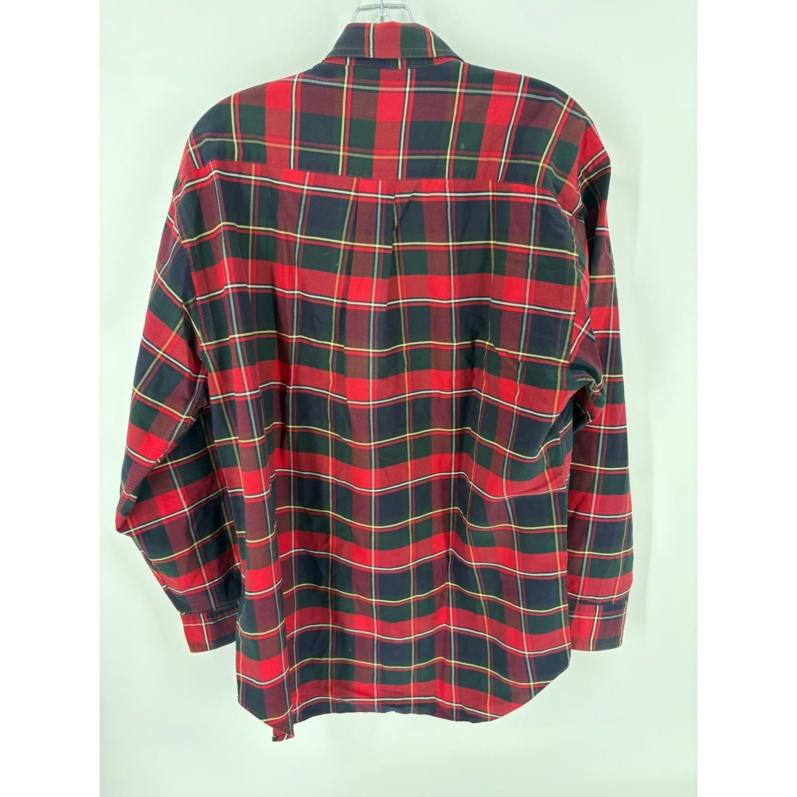 Embassy Row Mens Large Plaid Button Down Shirt 100% Cotton Oxford Red Green Navy - Thumbnail 4